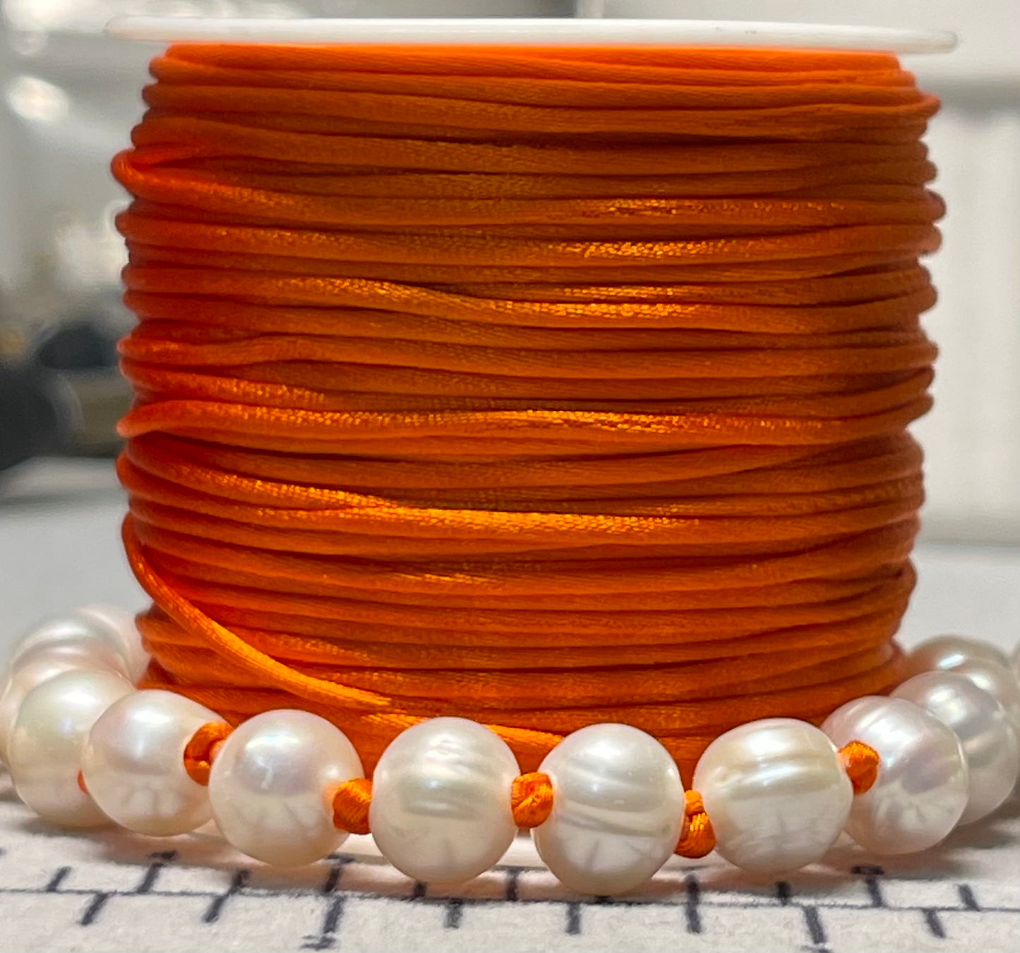 Satiny Pearls Bracelet: Freshwater Pearls Hand Knotted on Satin Cord in Stunning Fall/Winter Tones Gold or Silver Clasp