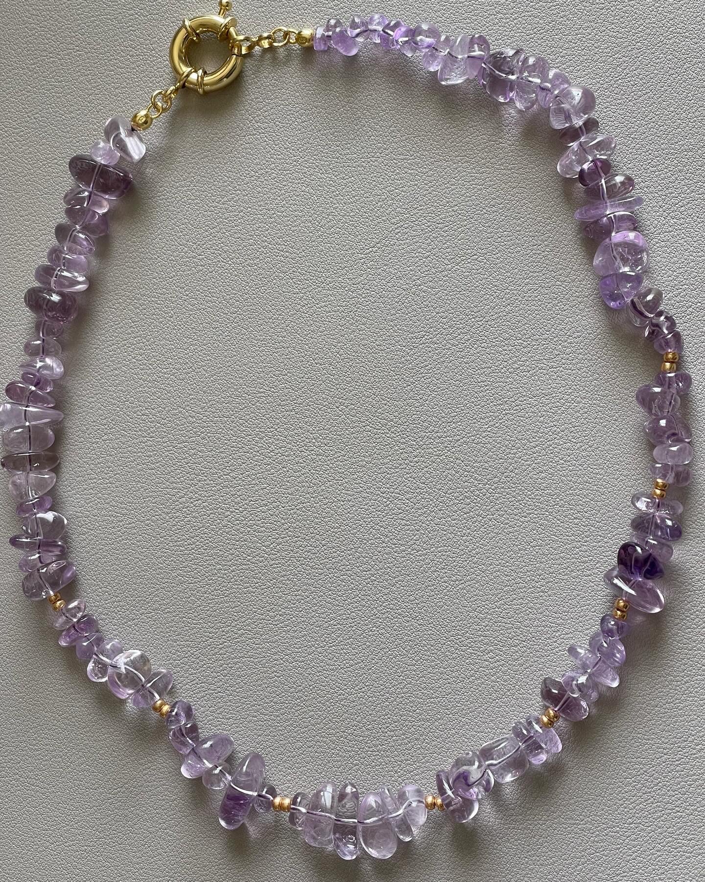 OOAK Amethyst & Gold Necklace: Nugget Style Amethyst beads & Gold Glass Accent Beads