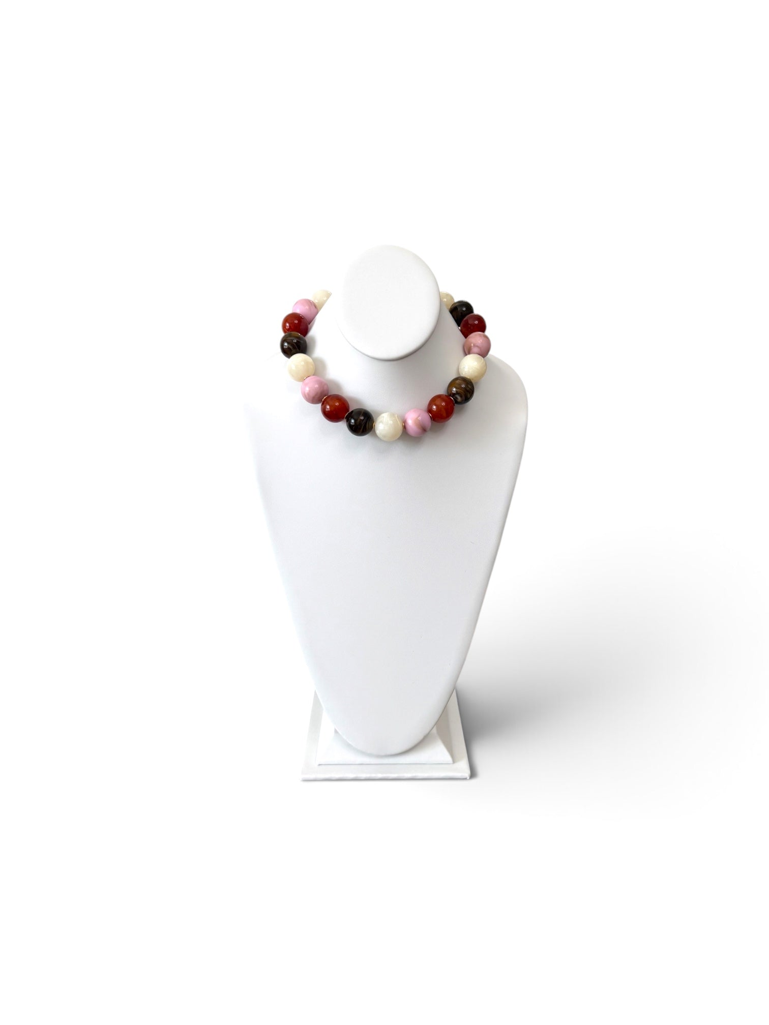 Maple & Marble Necklace: Gemstone look alike resin beads Gold accents