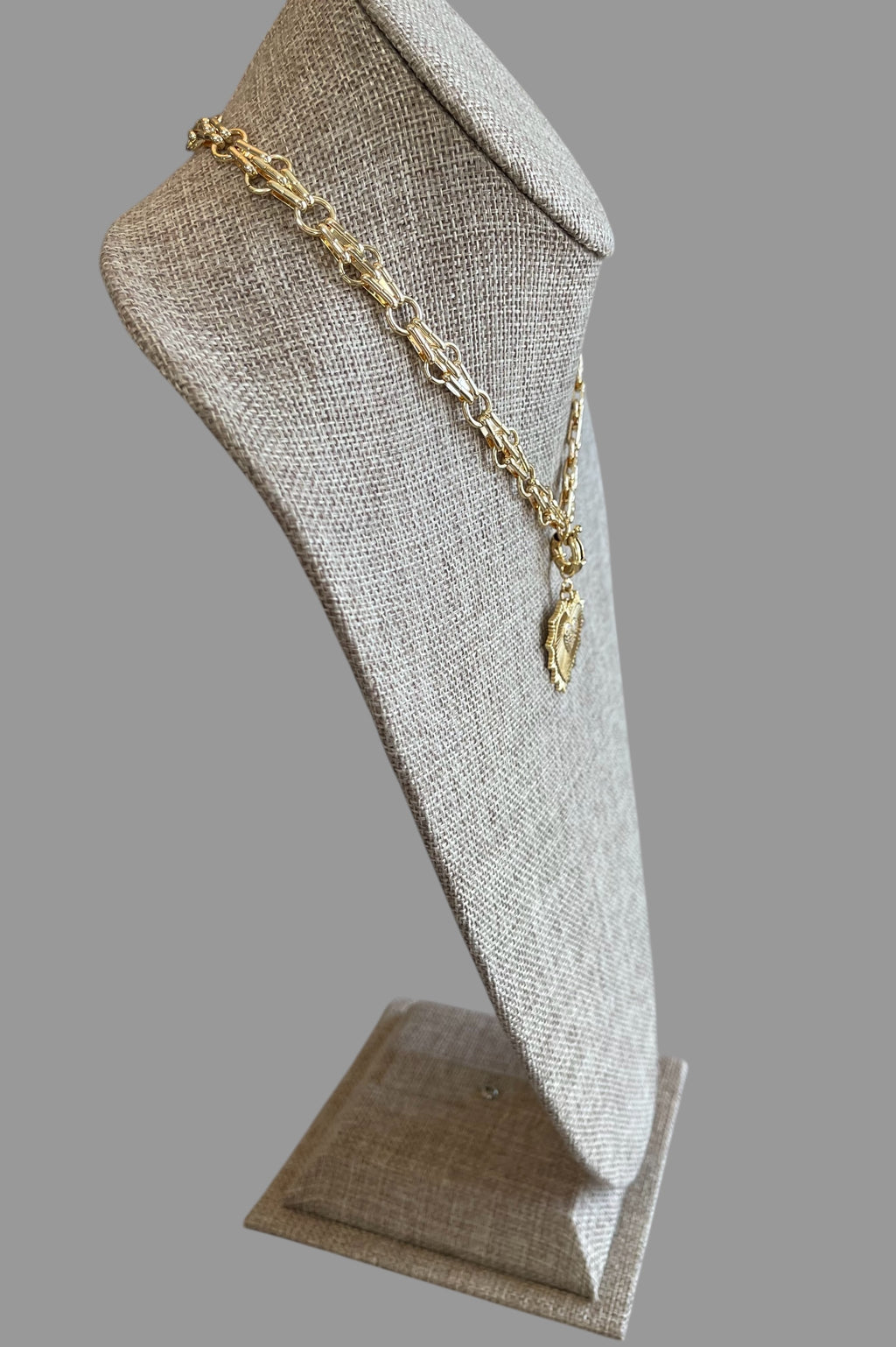 Heart of the Matter Necklace: Tarnish Resistant 18k Gold plated double link chain with removable heart pendant OOAK