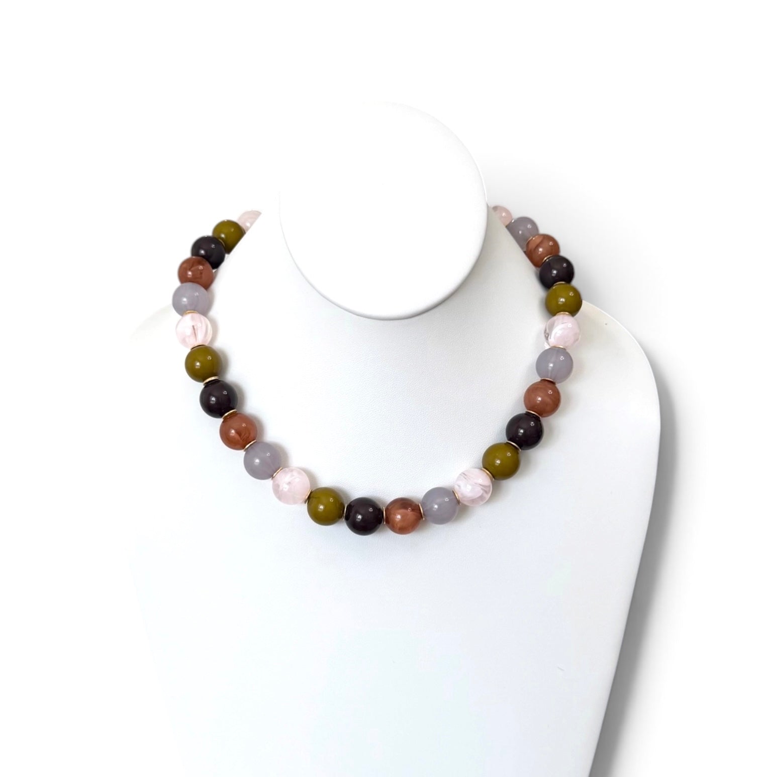 Stone & Moss Necklace: Resin beads and gold accents