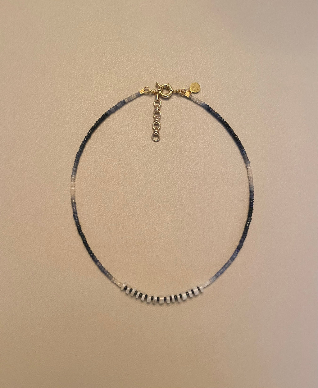 Song of September Necklace: Blue Ombré Sapphire (faceted) with Moonstone Accent Beads OOAK