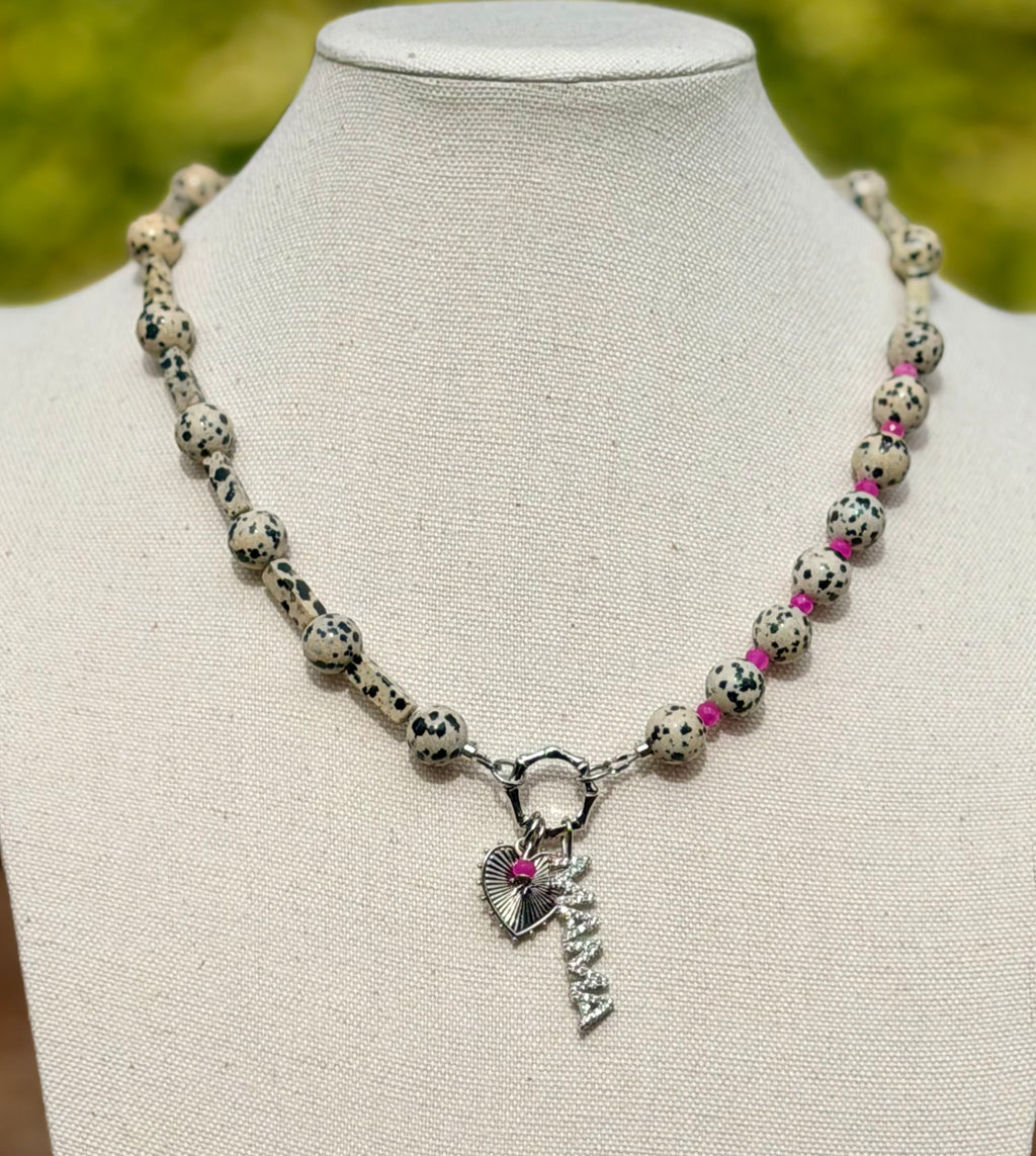Spotted Mama Necklace: Dalmatian Jasper natural stone