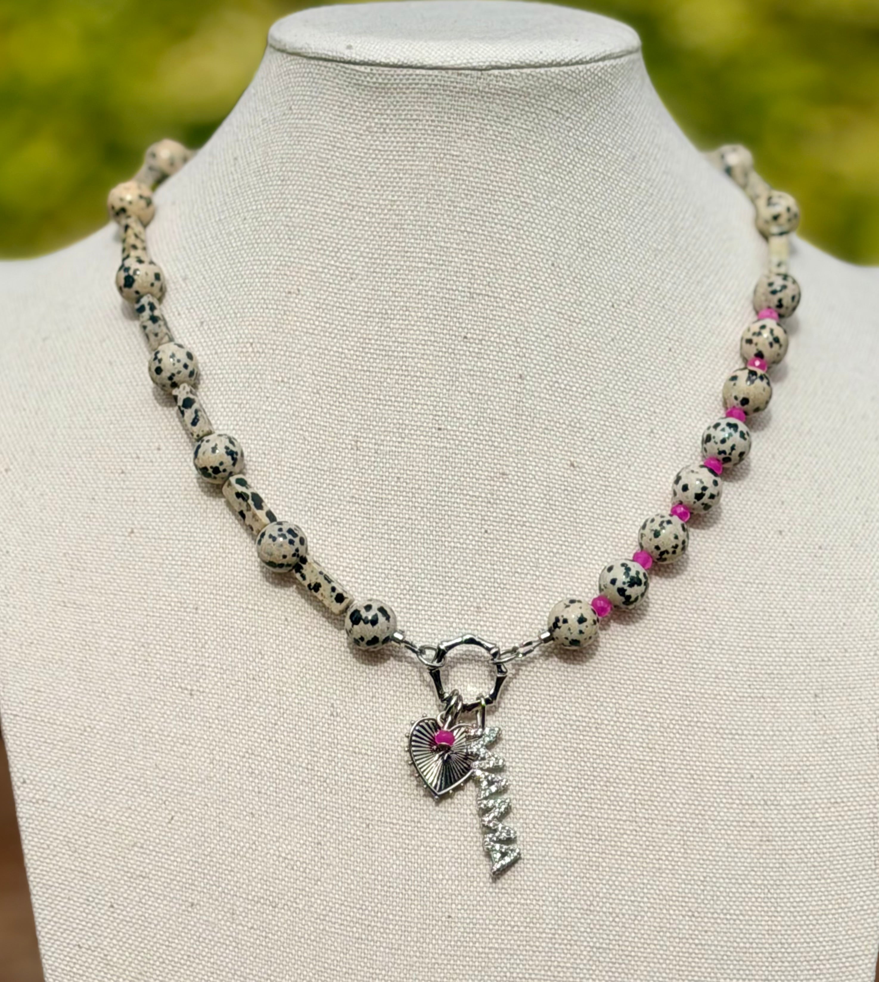 Spotted Mama Necklace: Dalmatian Jasper natural stone