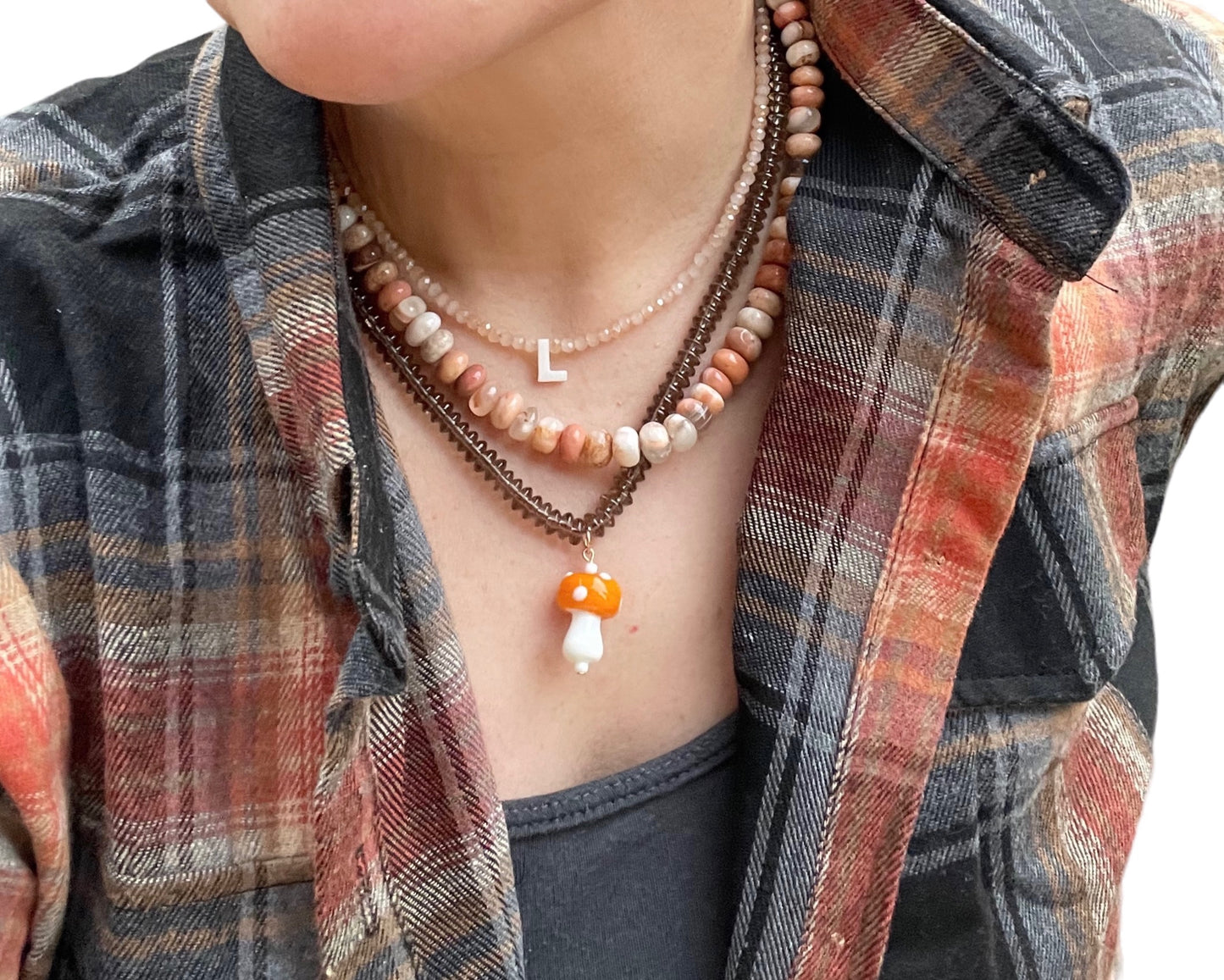 Autumn Tones Necklace: AAA Quality Australian Opal Rondelle Shaped Beads w a Brushed Gold Plated O-Ring Clasp