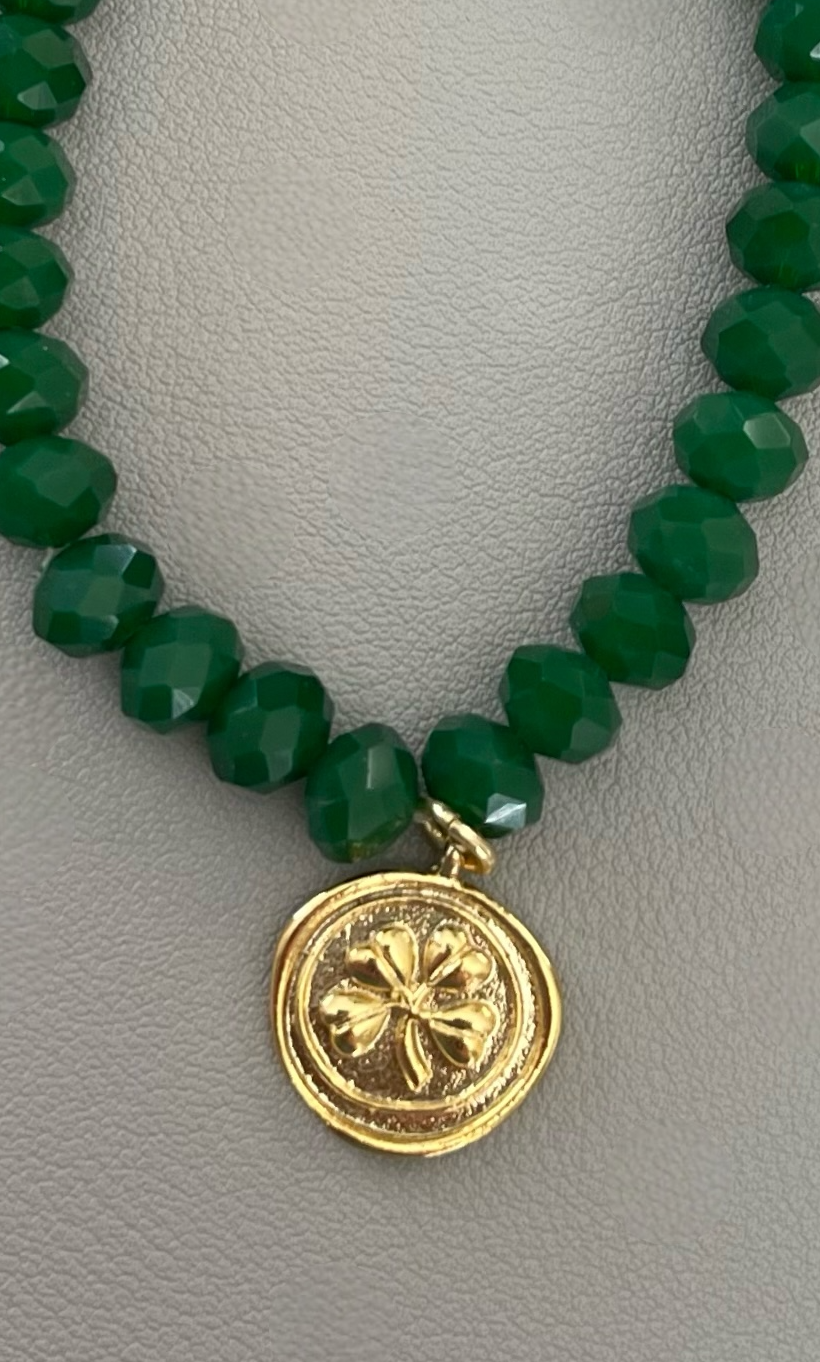 Lucky You Bracelet: Acrylic and glass beads—You choose! Also, Choose from 3 charms to make your bracelet custom 🍀