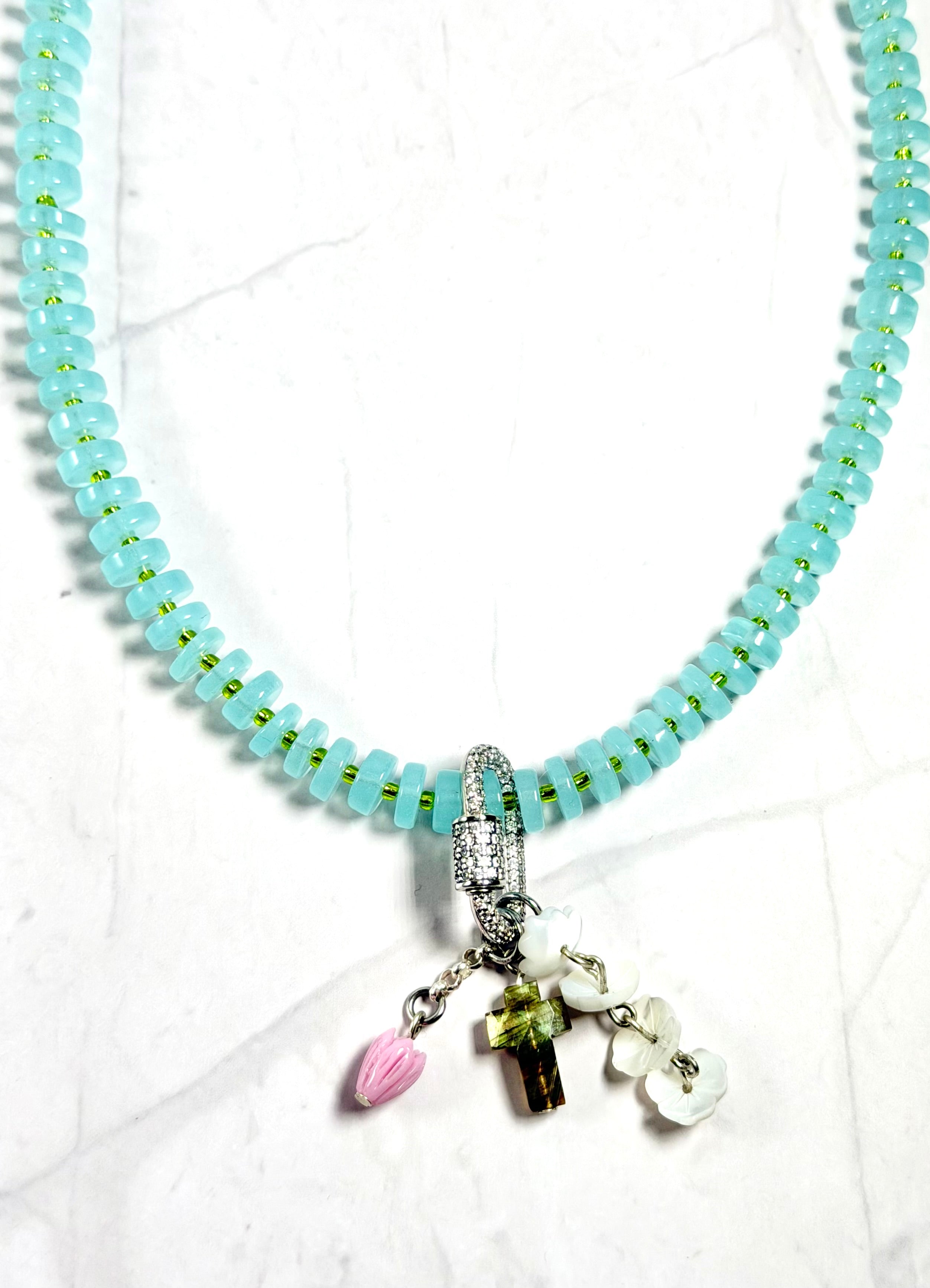 Aquamarine Essence Necklace: Choice of Gold or Silver