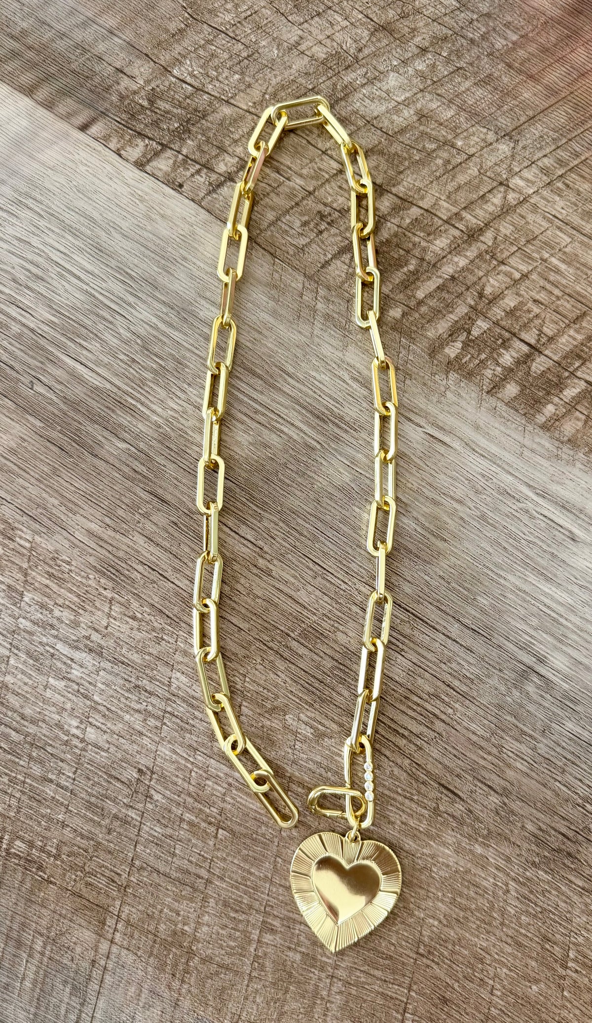 The Forevermore Necklace: Gold Paperclip chain with a stunning heart pendant