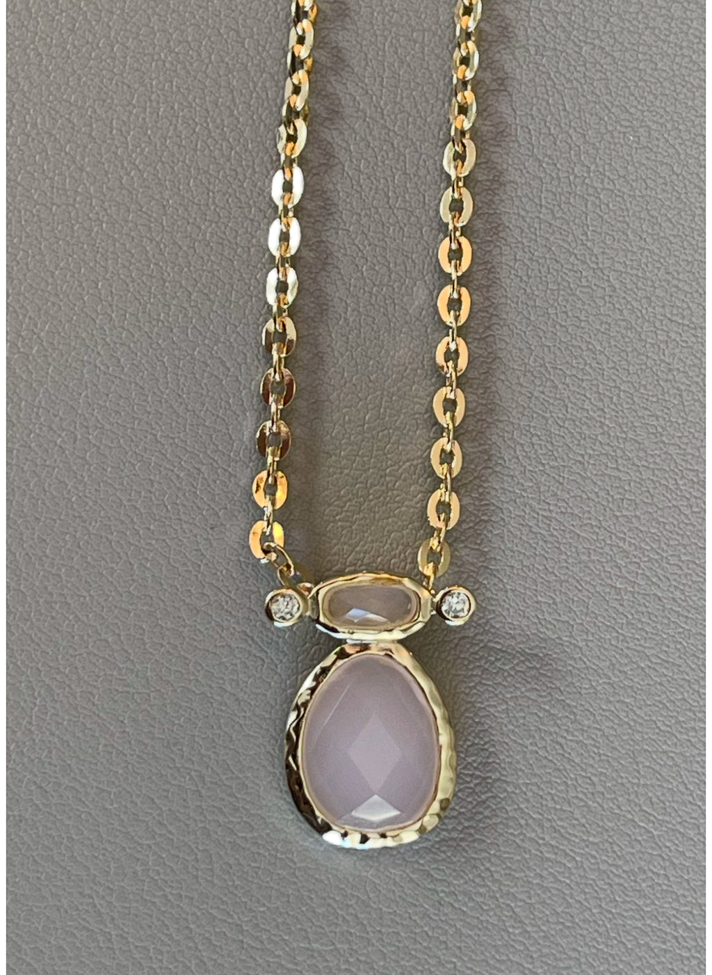 The Chic Pink Set: Matte pink opals with a gold charm holder clasp & a gold filled chain w a pink crystal and CZ charm OOAK