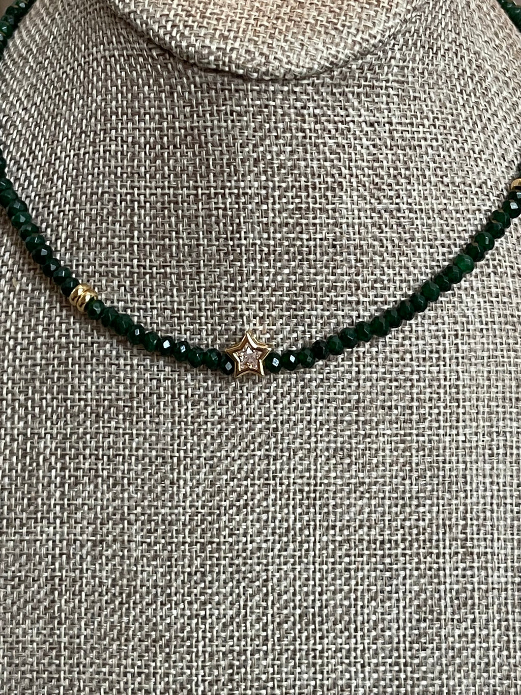 A Little Luxe Necklaces: Various natural stones in many colors, faceted, with a Bezel set Cubic Zirconia centerpiece