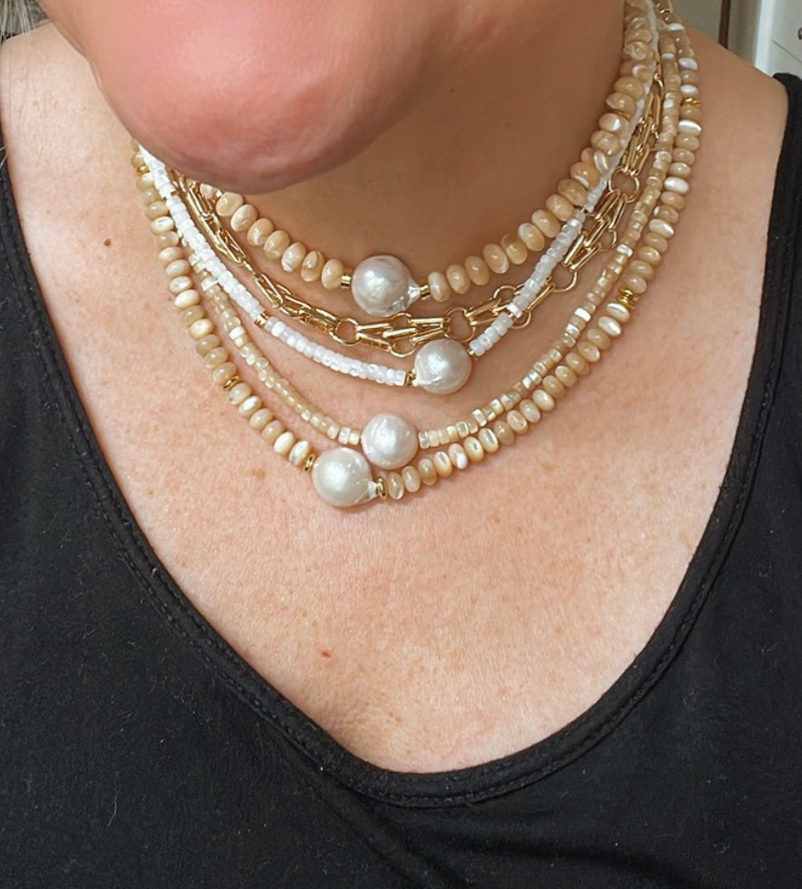 Toasty Pearl Necklace Larger Beads