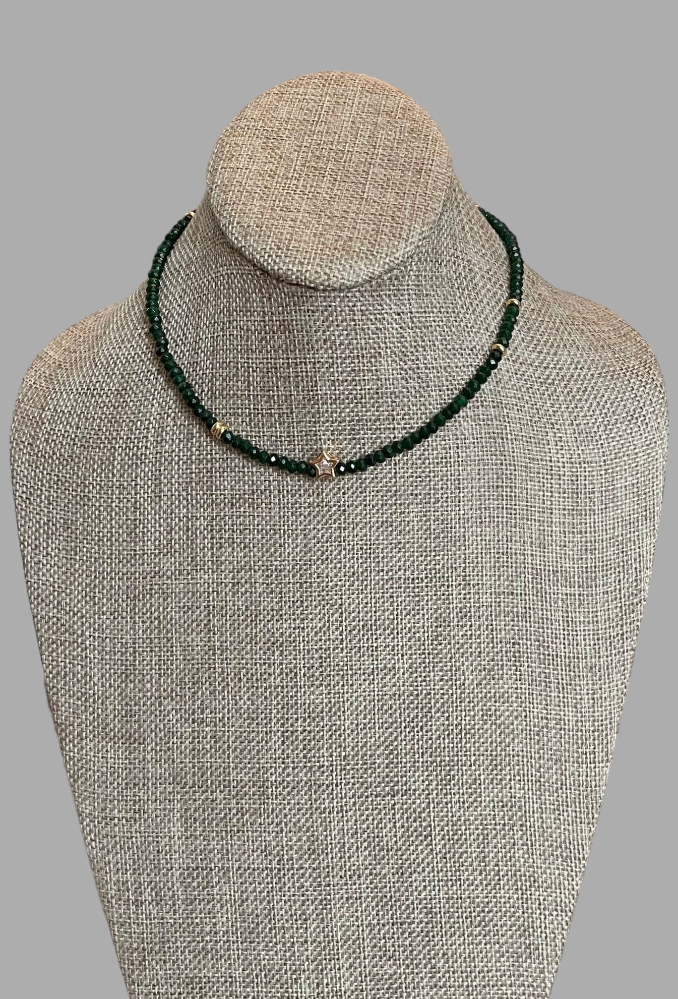 A Little Luxe Necklaces: Various natural stones in many colors, faceted, with a Bezel set Cubic Zirconia centerpiece