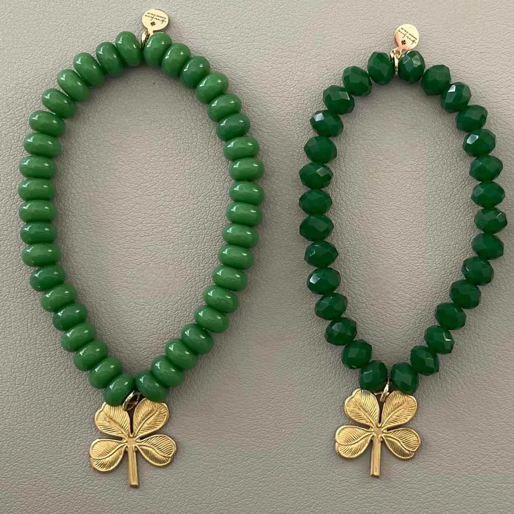 Lucky You Bracelet: Acrylic and glass beads—You choose! Also, Choose from 3 charms to make your bracelet custom 🍀