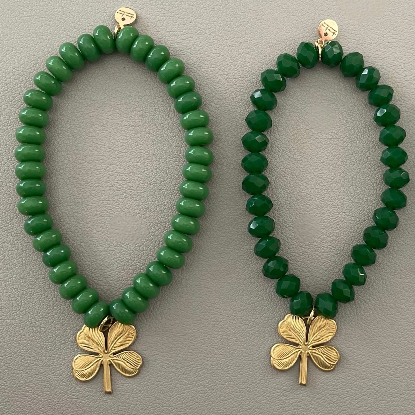 Lucky You Bracelet: Acrylic and glass beads—You choose! Also, Choose from 3 charms to make your bracelet custom 🍀