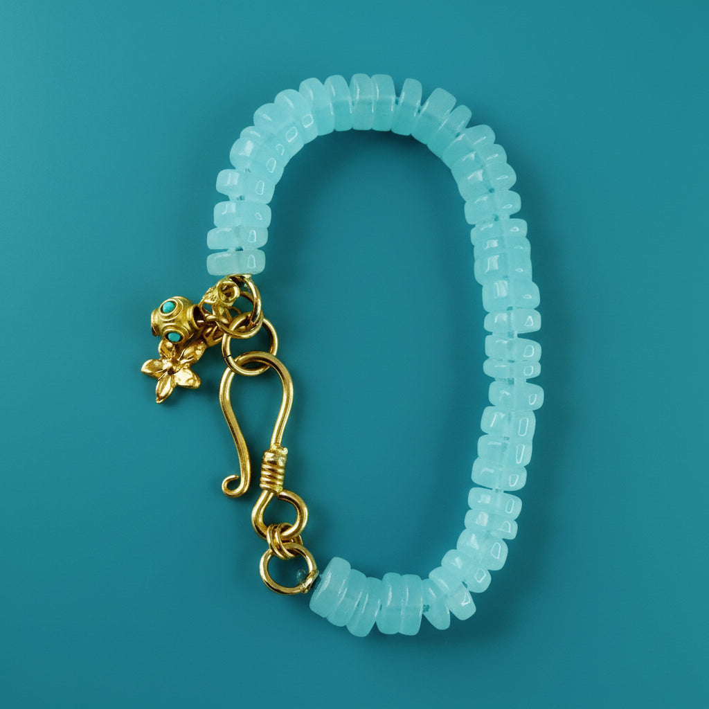 The Island Drift Bracelet OOAK: Handknotted Aquamarine