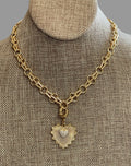 Heart of the Matter Necklace: Tarnish Resistant 18k Gold plated double link chain with removable heart pendant OOAK