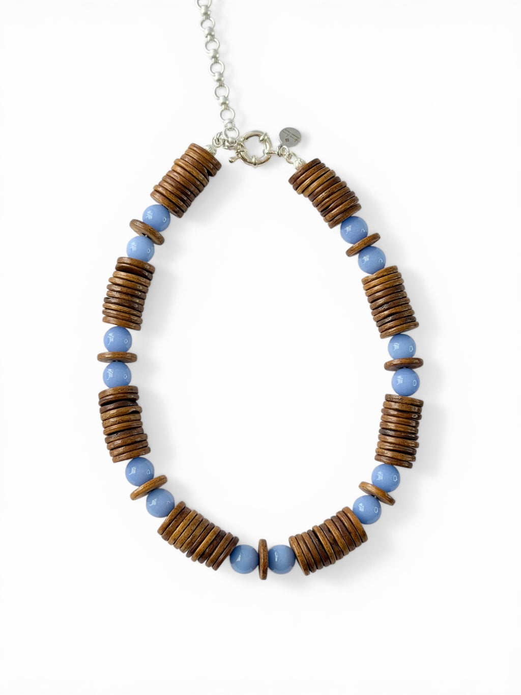 Bone & Blue Necklace: Handmade Bone Beads (Nepal) and Mexican Blue Argonite (Rare)