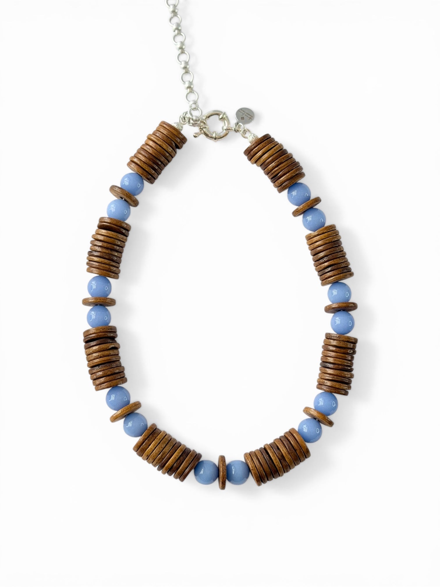 Bone & Blue Necklace: Handmade Bone Beads (Nepal) and Mexican Blue Argonite (Rare)