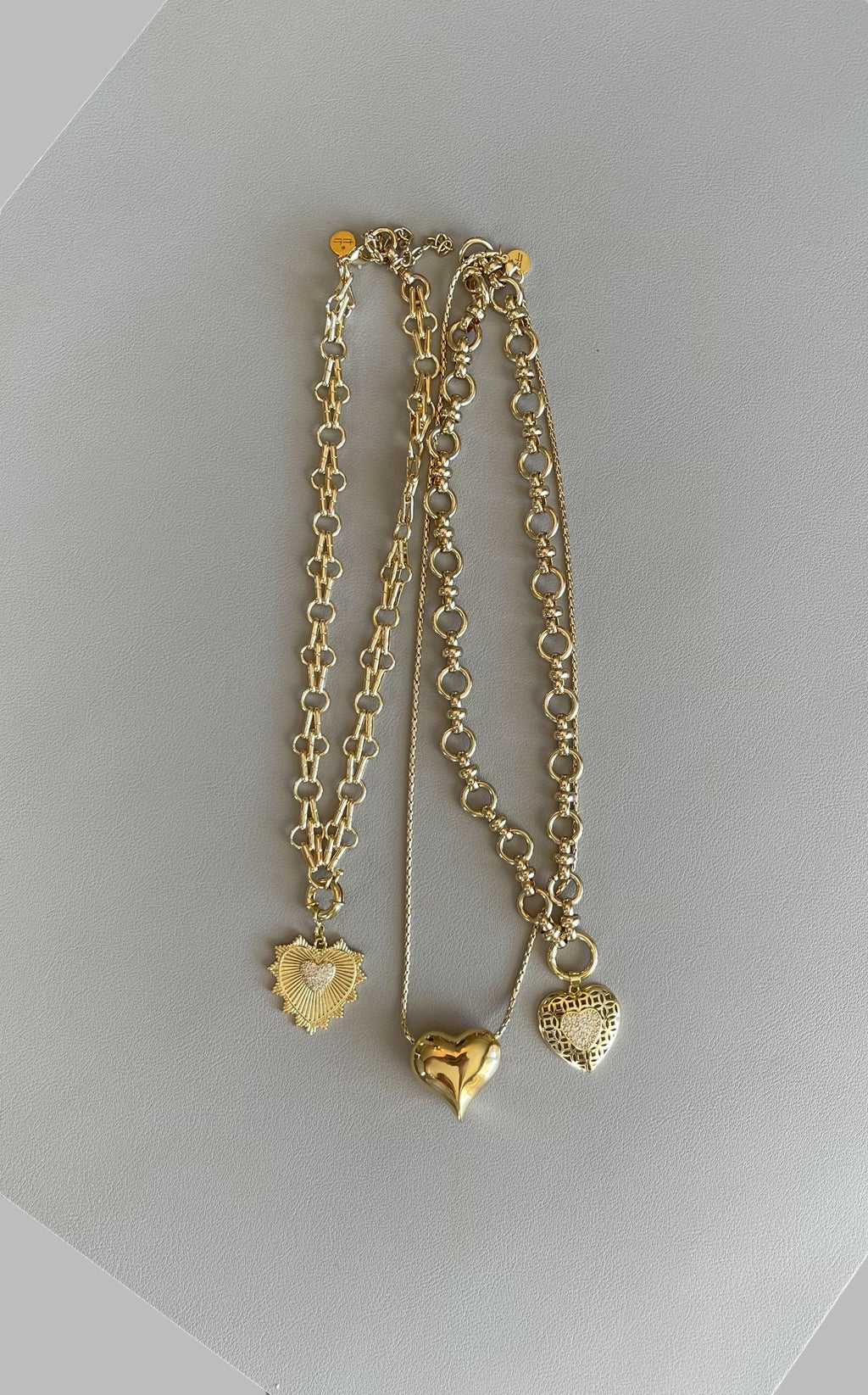 Heart of the Matter Necklace: Tarnish Resistant 18k Gold plated double link chain with removable heart pendant OOAK