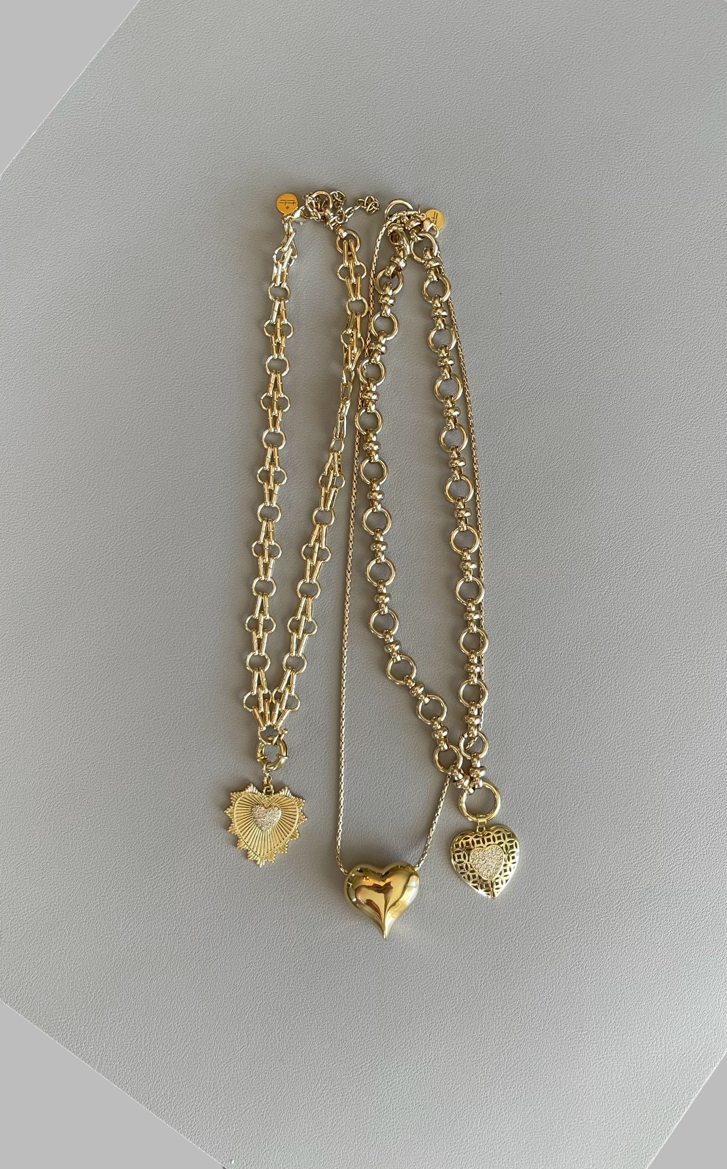 Heart of the Matter Necklace: Tarnish Resistant 18k Gold plated double link chain with removable heart pendant OOAK