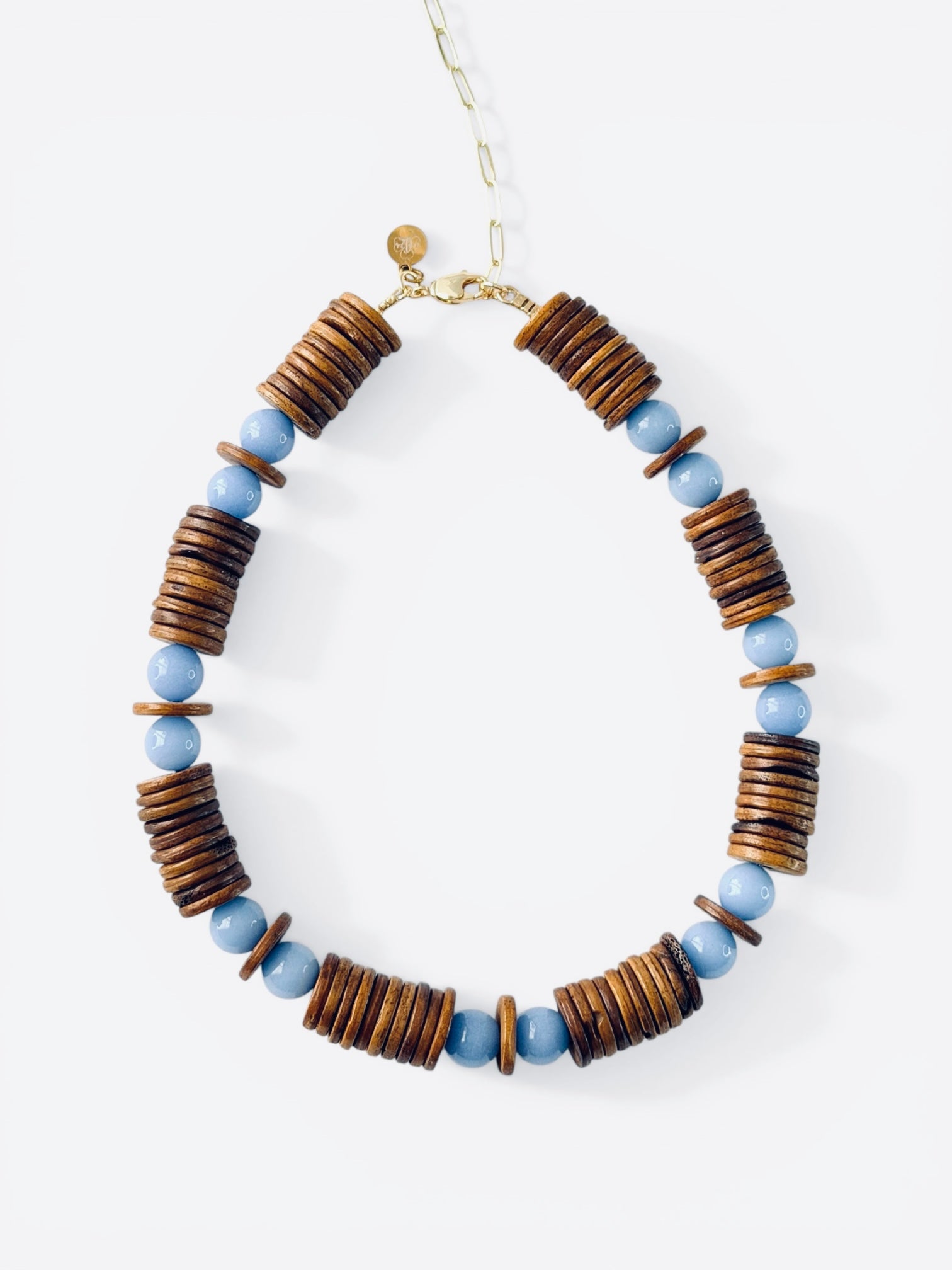Bone & Blue Necklace: Handmade Bone Beads (Nepal) and Mexican Blue Argonite (Rare)