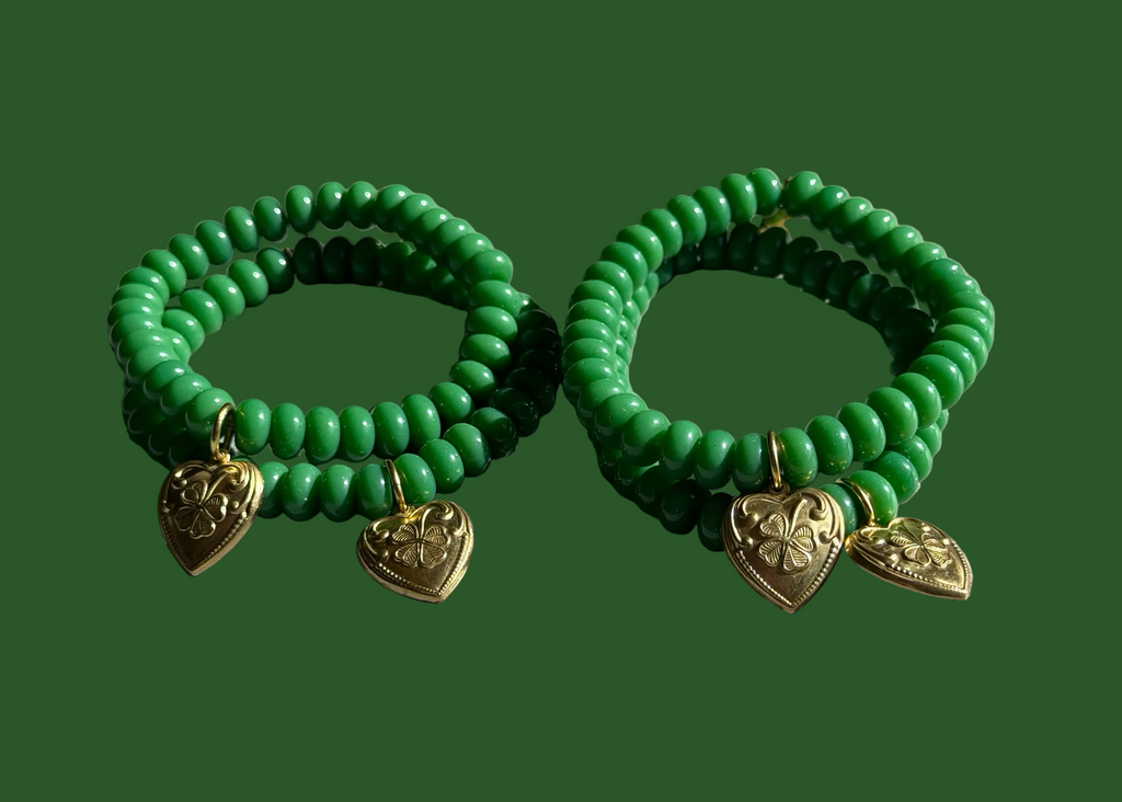 Lucky You Bracelet: Acrylic and glass beads—You choose! Also, Choose from 3 charms to make your bracelet custom 🍀