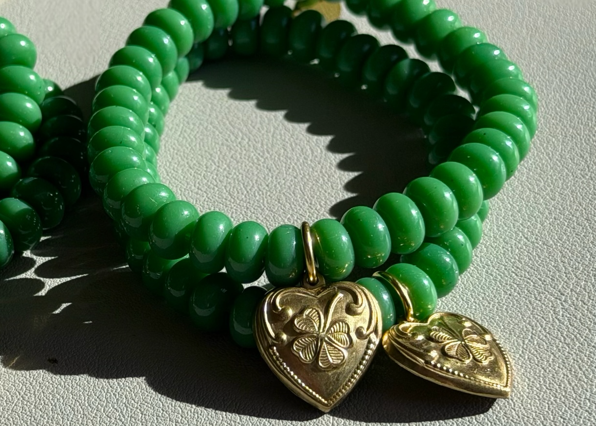 Lucky You Bracelet: Acrylic and glass beads—You choose! Also, Choose from 3 charms to make your bracelet custom 🍀