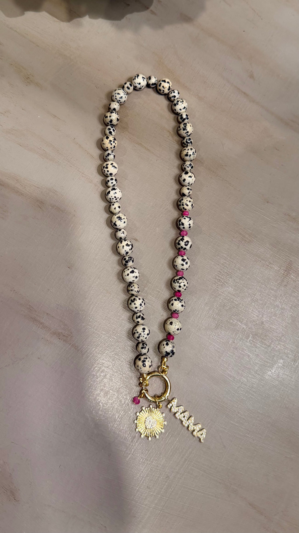 Spotted Mama Necklace: Dalmatian Jasper natural stone