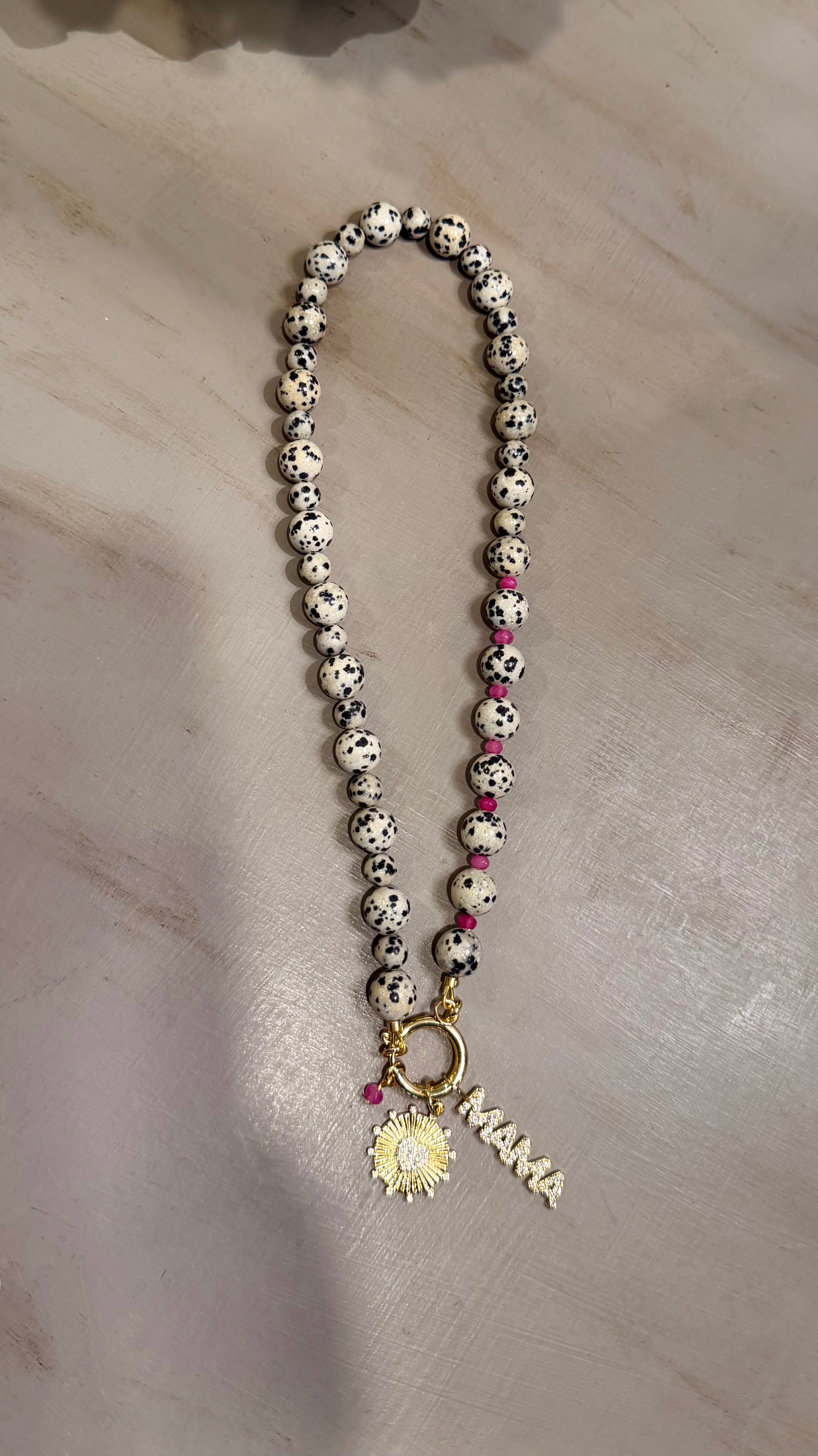 Spotted Mama Necklace: Dalmatian Jasper natural stone