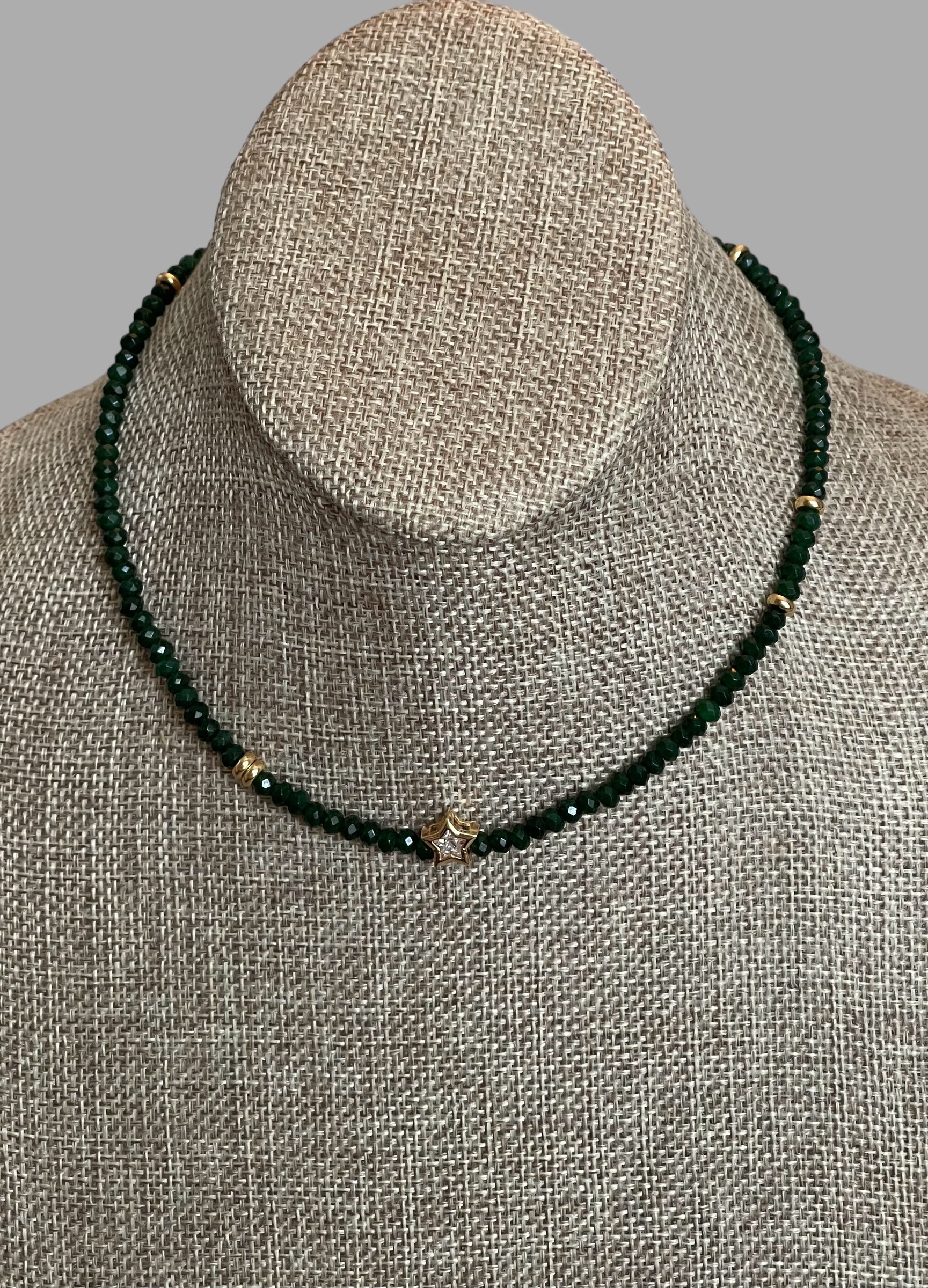 A Little Luxe Necklaces: Various natural stones in many colors, faceted, with a Bezel set Cubic Zirconia centerpiece