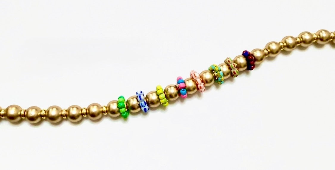 The Something Extra Necklace: OOAK Brushed Gold beads w/Colorful accent beads