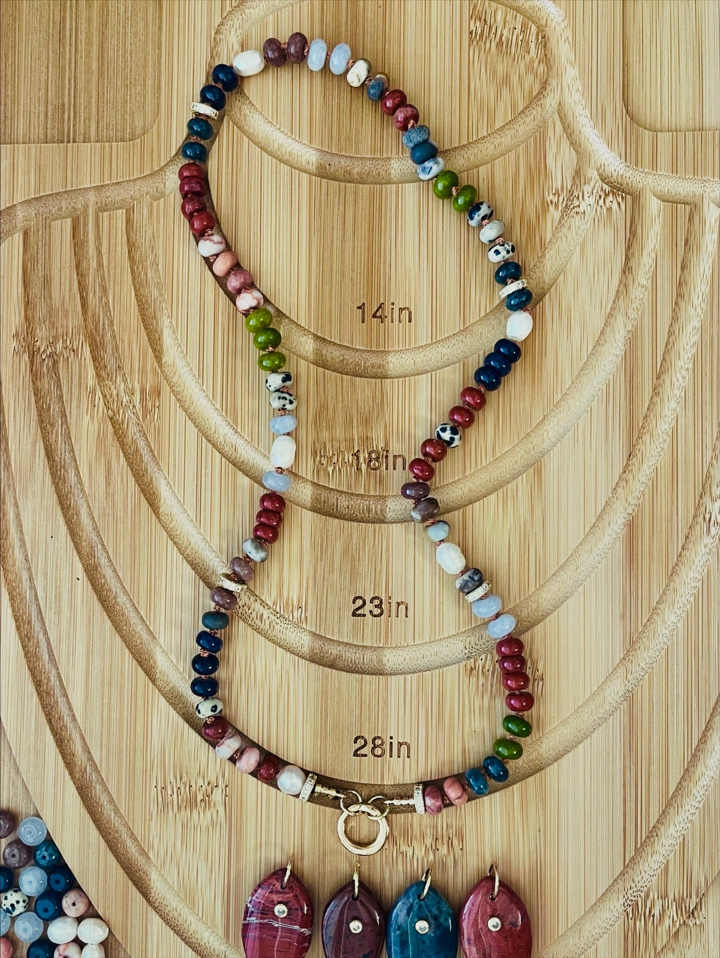 Reel Beauty 🎣 Mixed Gemstone necklace with Gold accents Gemstone fish pendant 4 options