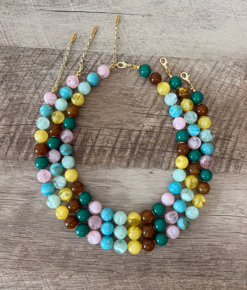 Gelato Gems Necklace: Resin beads with gold accents