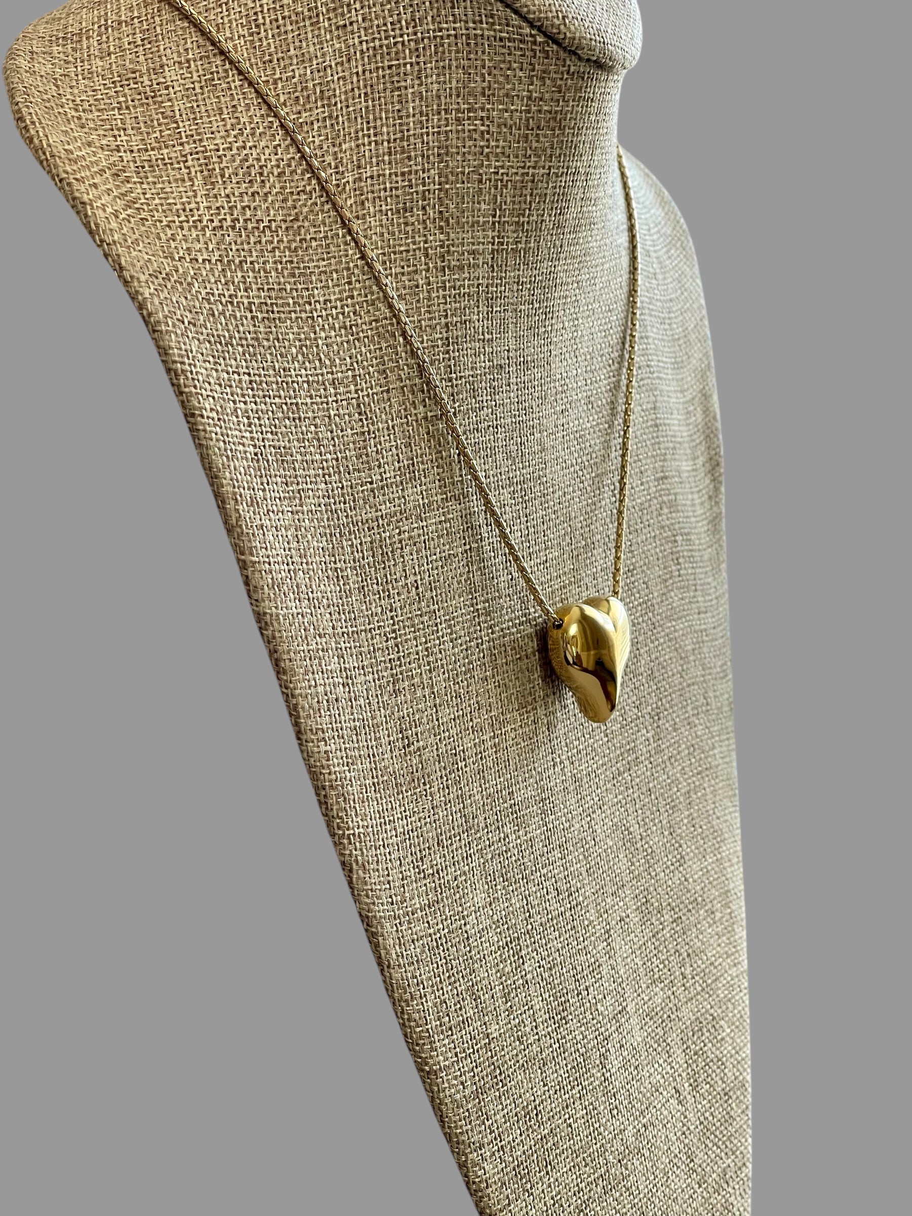 Puffed Heart Necklace: Gold Chain with a high shine puffy heart Tarnish resistant high quality gold plating