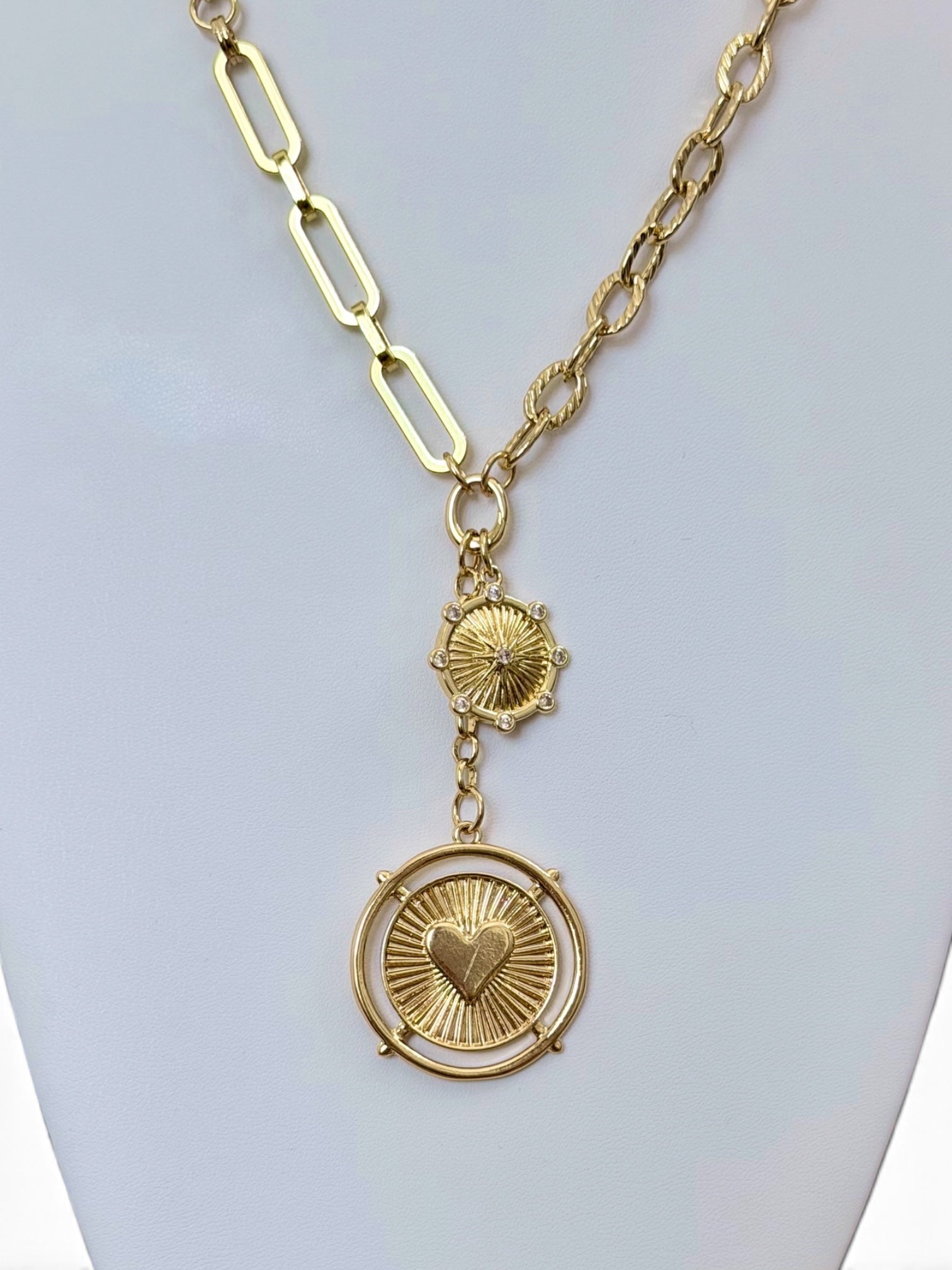 The Beloved Necklace: varying chains come together with two unique pendants