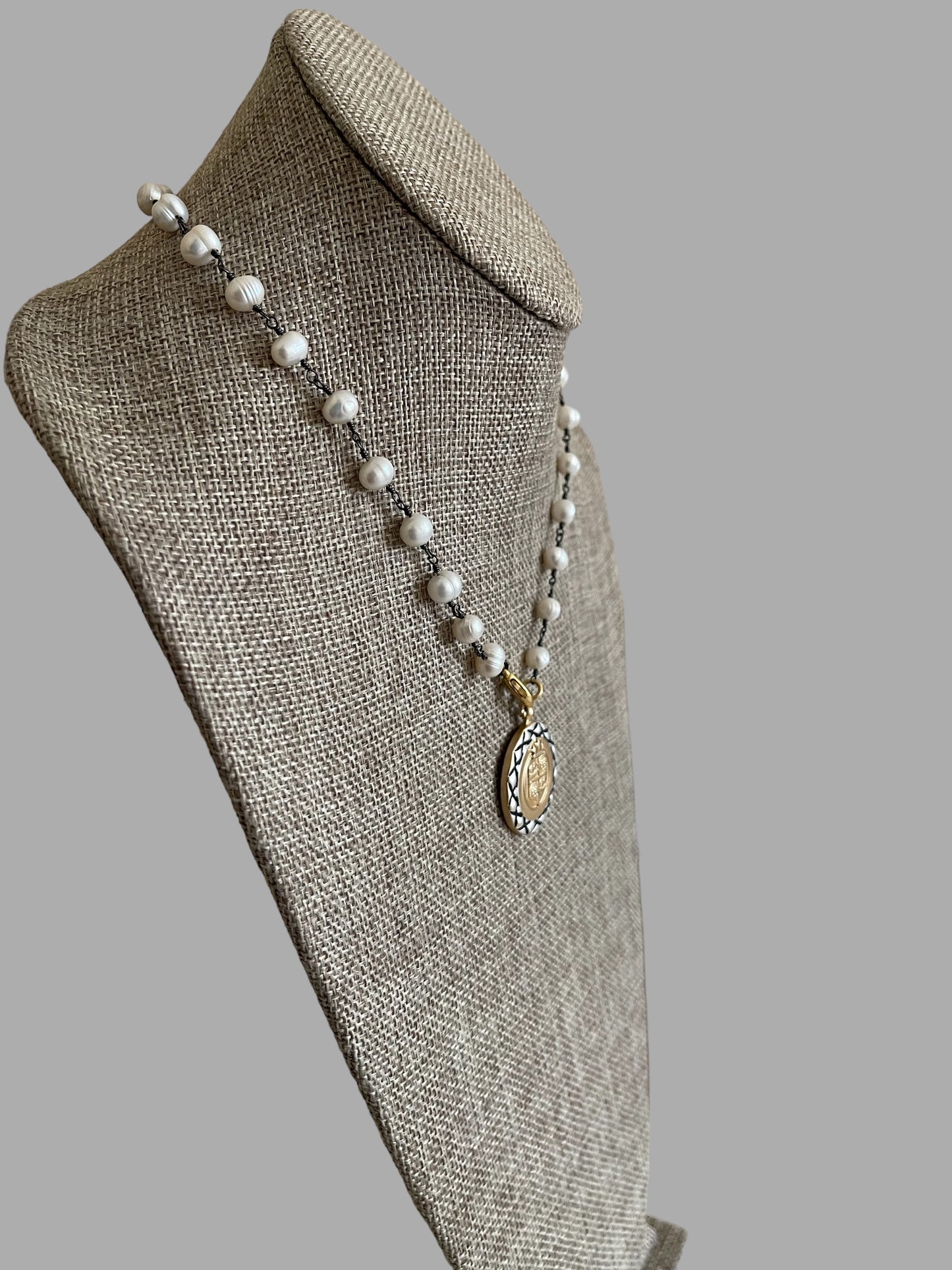 Chanel Vibes Coin Necklace: Freshwater Pearl Chain w Chanel Inspired Coin Charm OOAK!