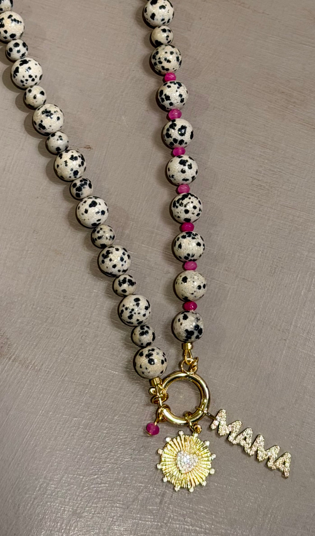 Spotted Mama Necklace: Dalmatian Jasper natural stone
