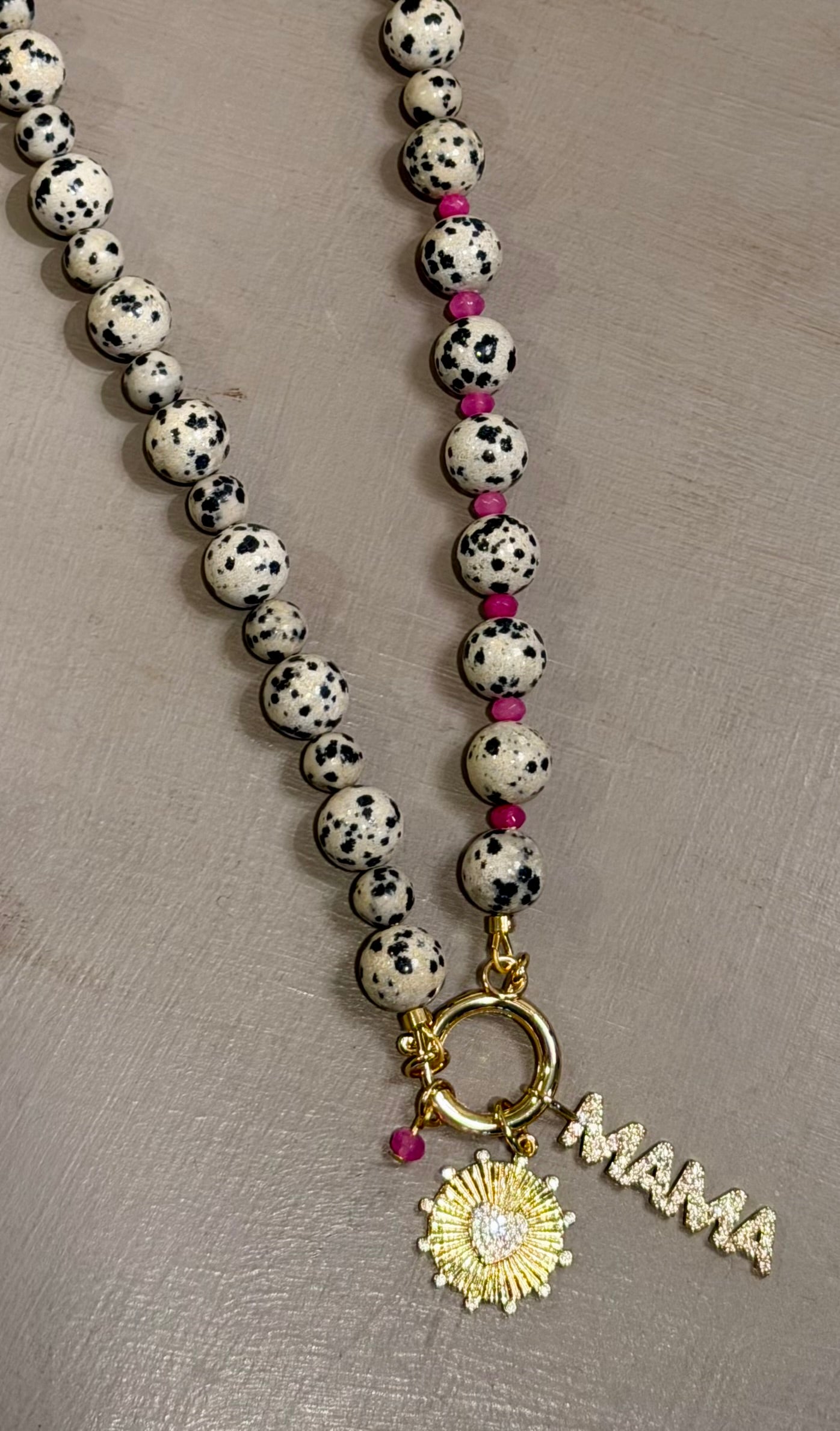 Spotted Mama Necklace: Dalmatian Jasper natural stone
