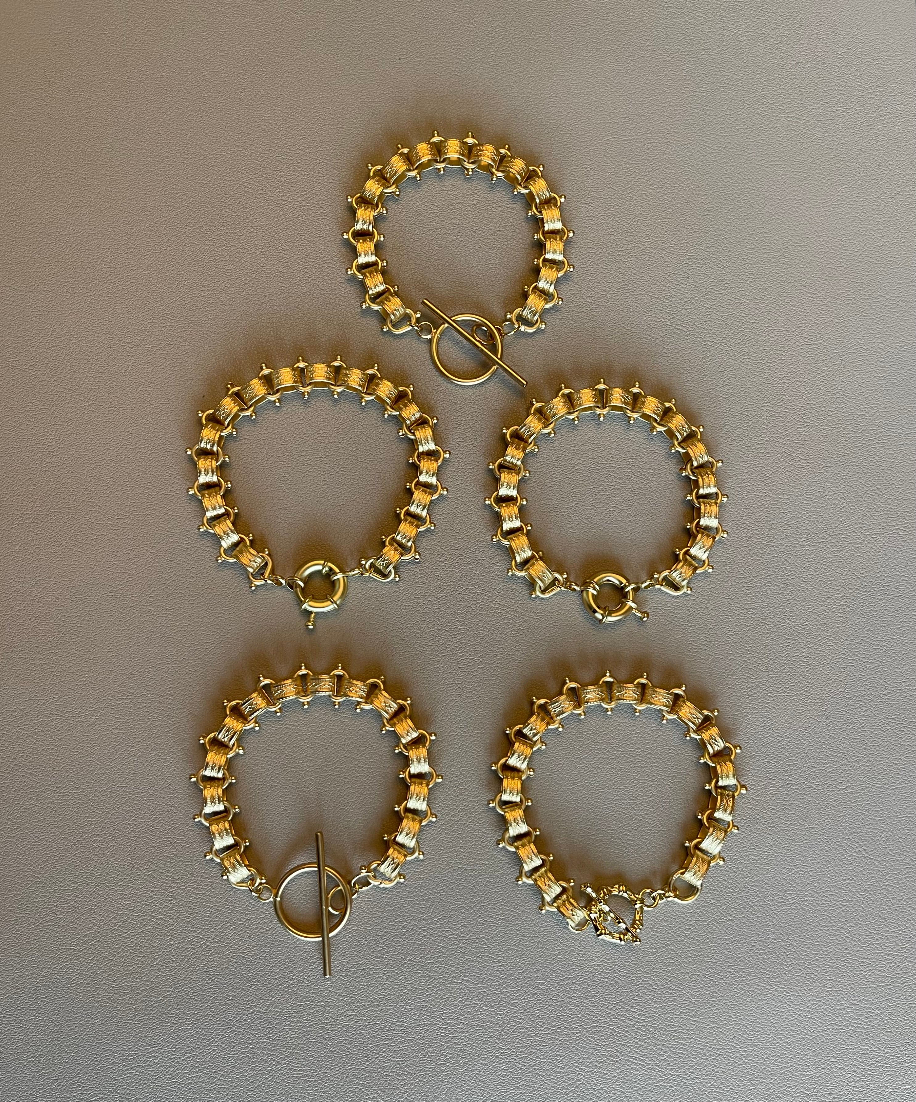 Book Chain Bracelet: Matte Gold Vintage Style Reproduction Chain