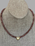 The Emberly Necklace: Micro-faceted Purple Aventurine Gold Heart Centerpiece