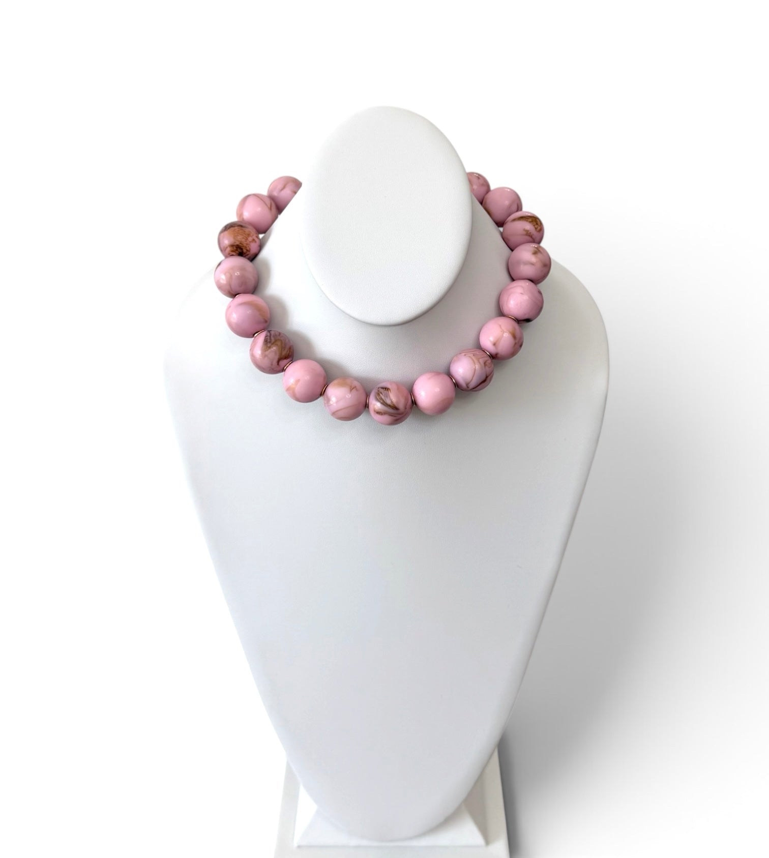 Rosehaven Necklace: Resin gemstone-like beads w gold accents