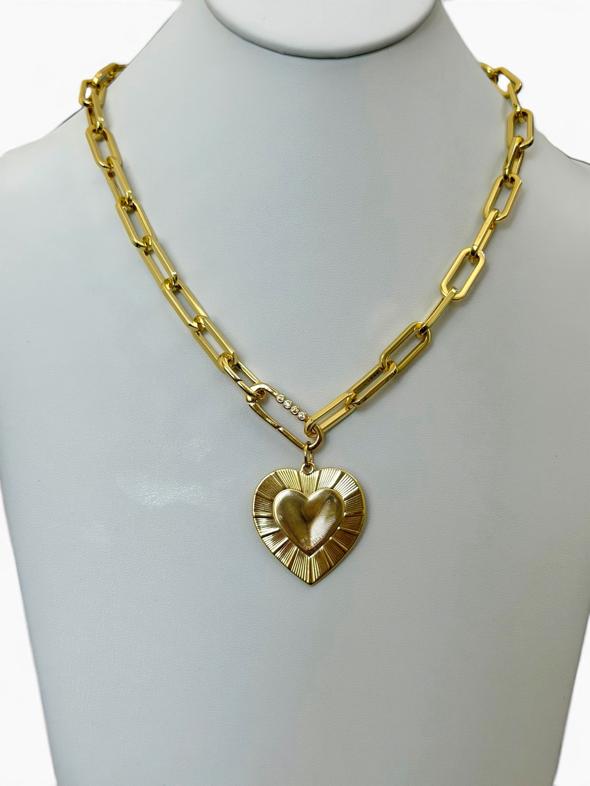 The Forevermore Necklace: Gold Paperclip chain with a stunning heart pendant