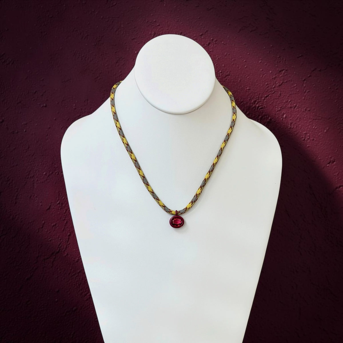 The Luxe Cord Necklace: Various Paracords with a faceted gemstone like pendant