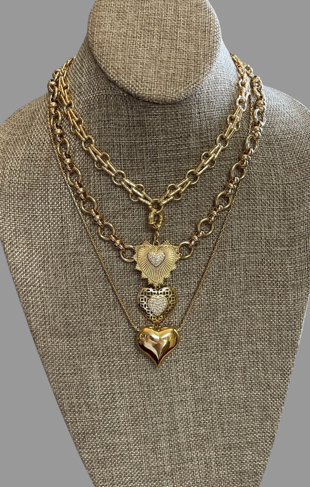 Puffed Heart Necklace: Gold Chain with a high shine puffy heart Tarnish resistant high quality gold plating