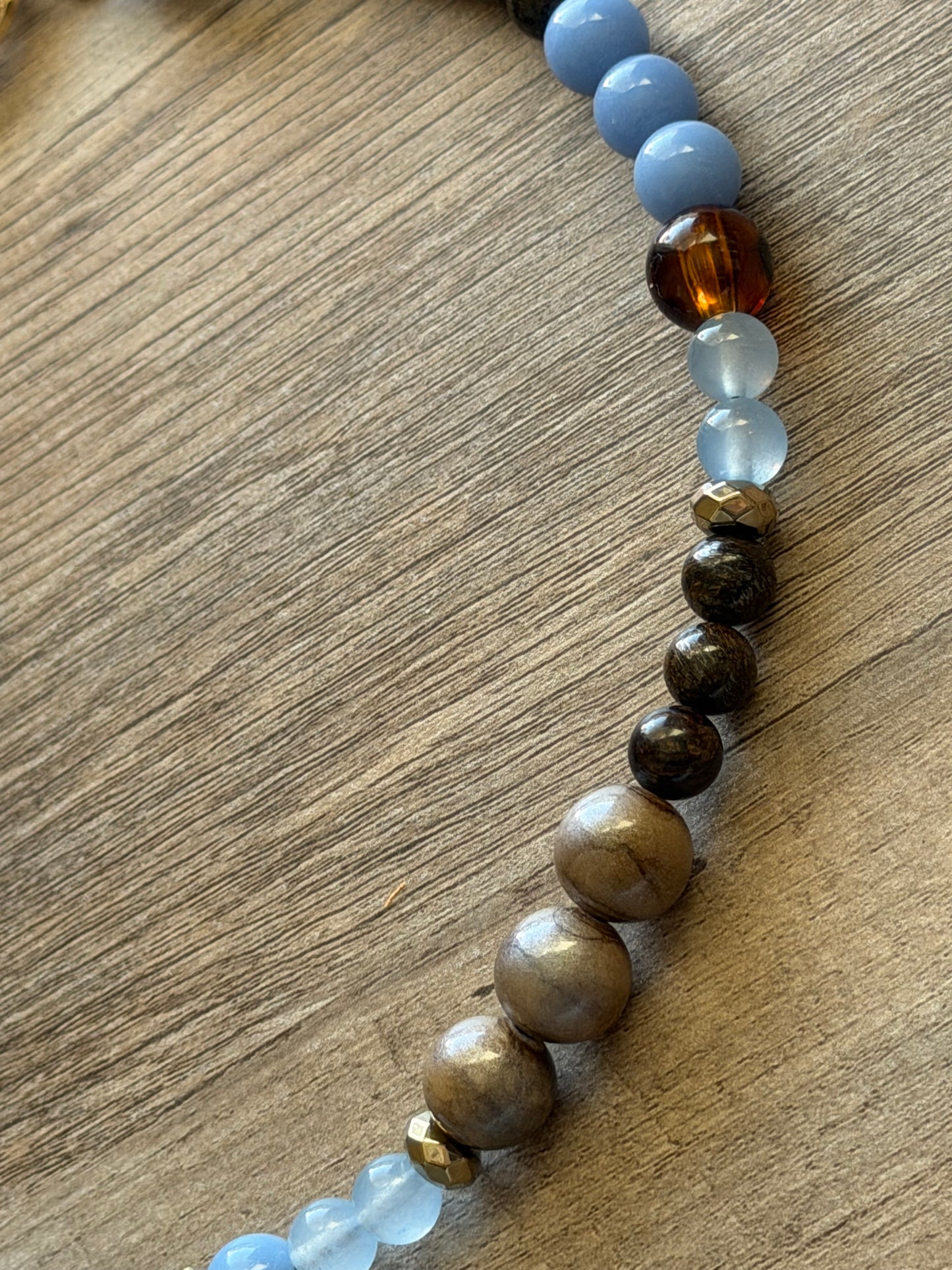 Ash & Sky Necklace: Warm & Cool collide in this Mixed Gemstone design