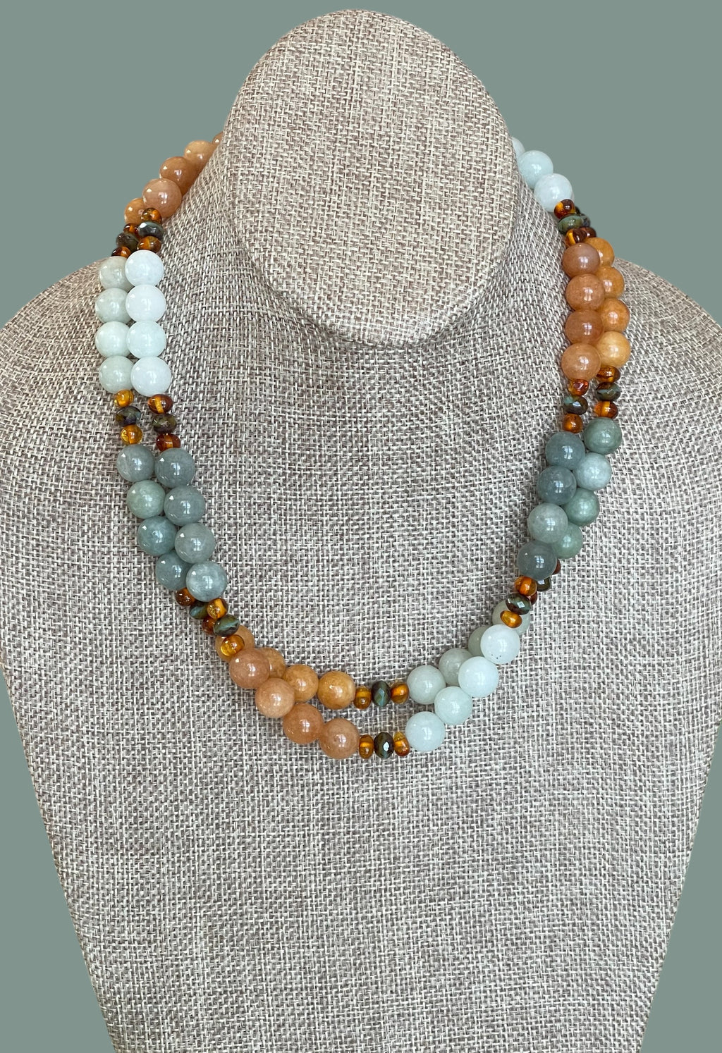 The Seraphina Necklace: Jade, Baltic Amber, and Czech glass