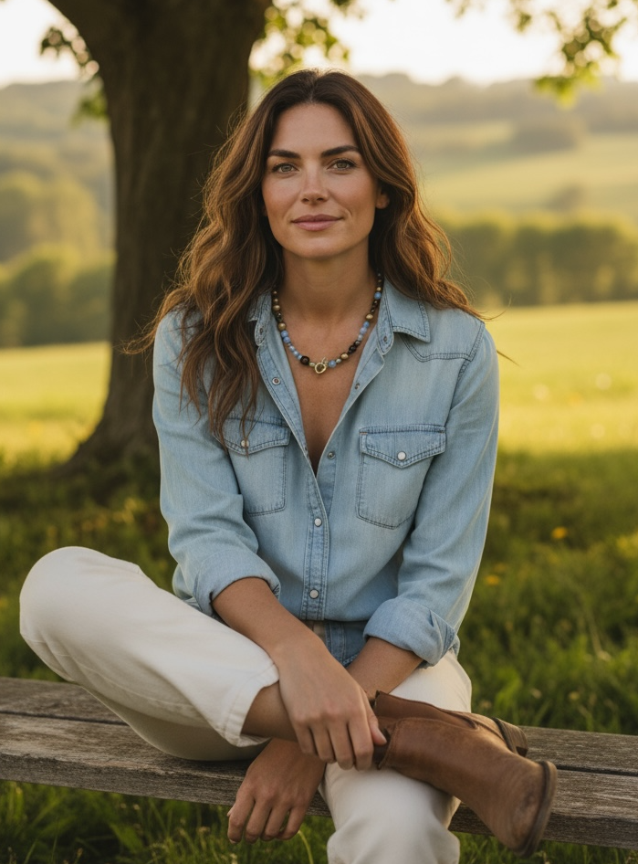 Ash & Sky Necklace: Warm & Cool collide in this Mixed Gemstone design