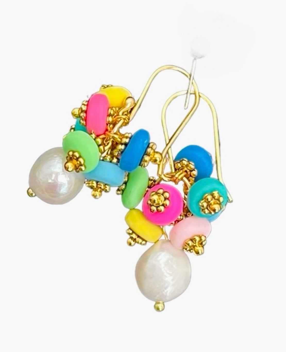 Paradise Island Multicolor Clay Charms and Freshwater Pearl Drop