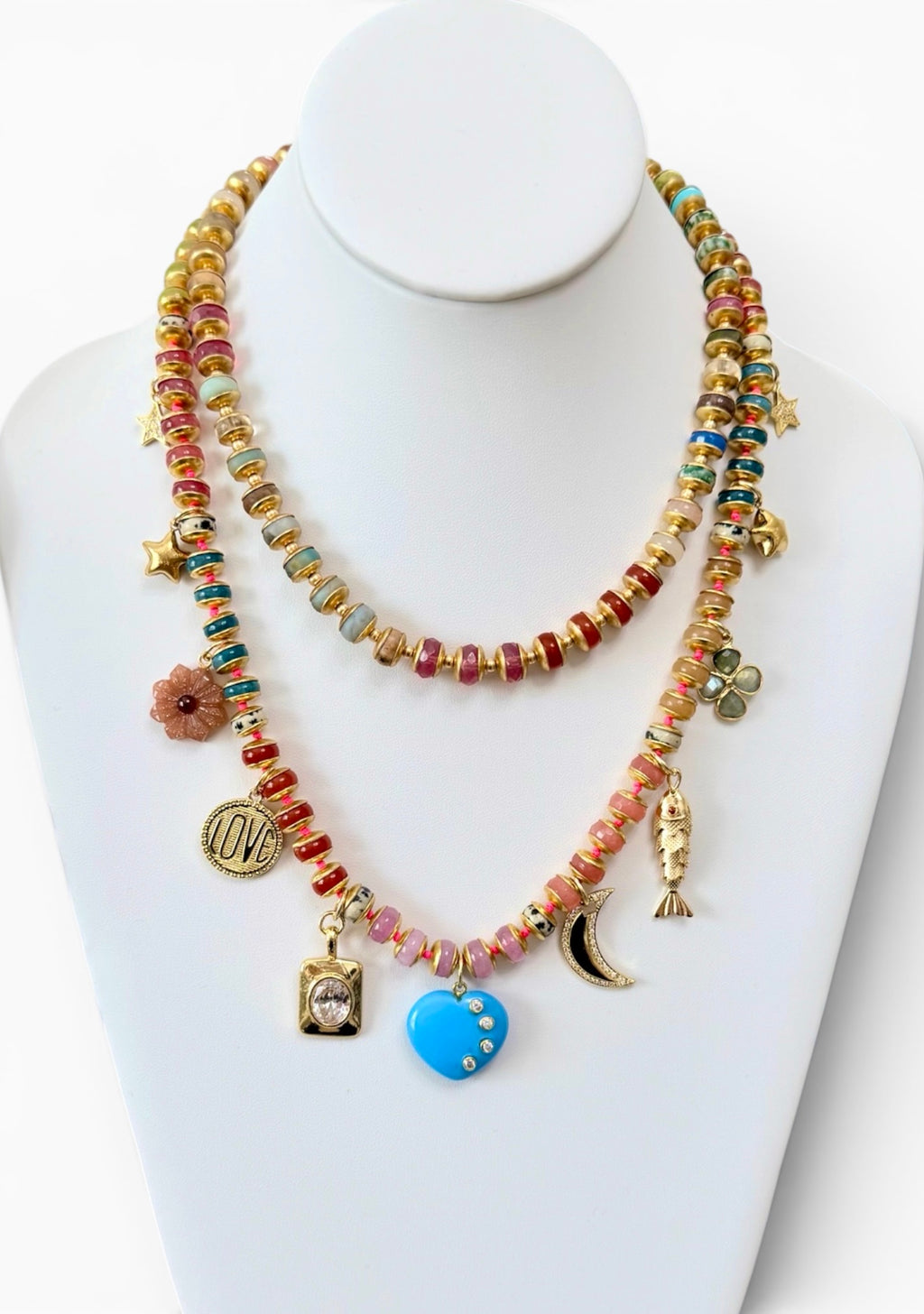 Joy Keeper Necklace: Mixed Gemstones and Charms