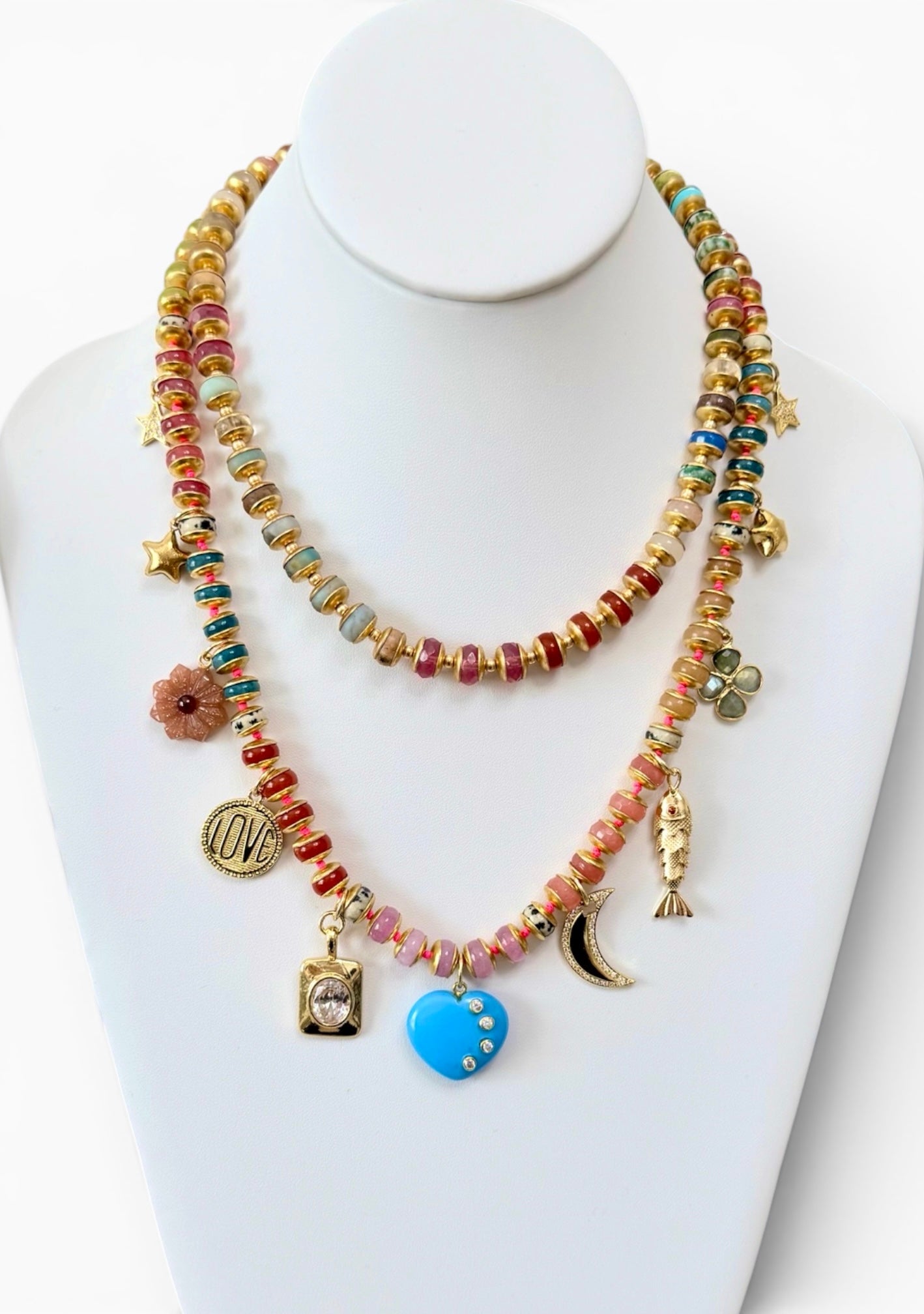 Joy Keeper Necklace: Mixed Gemstones and Charms